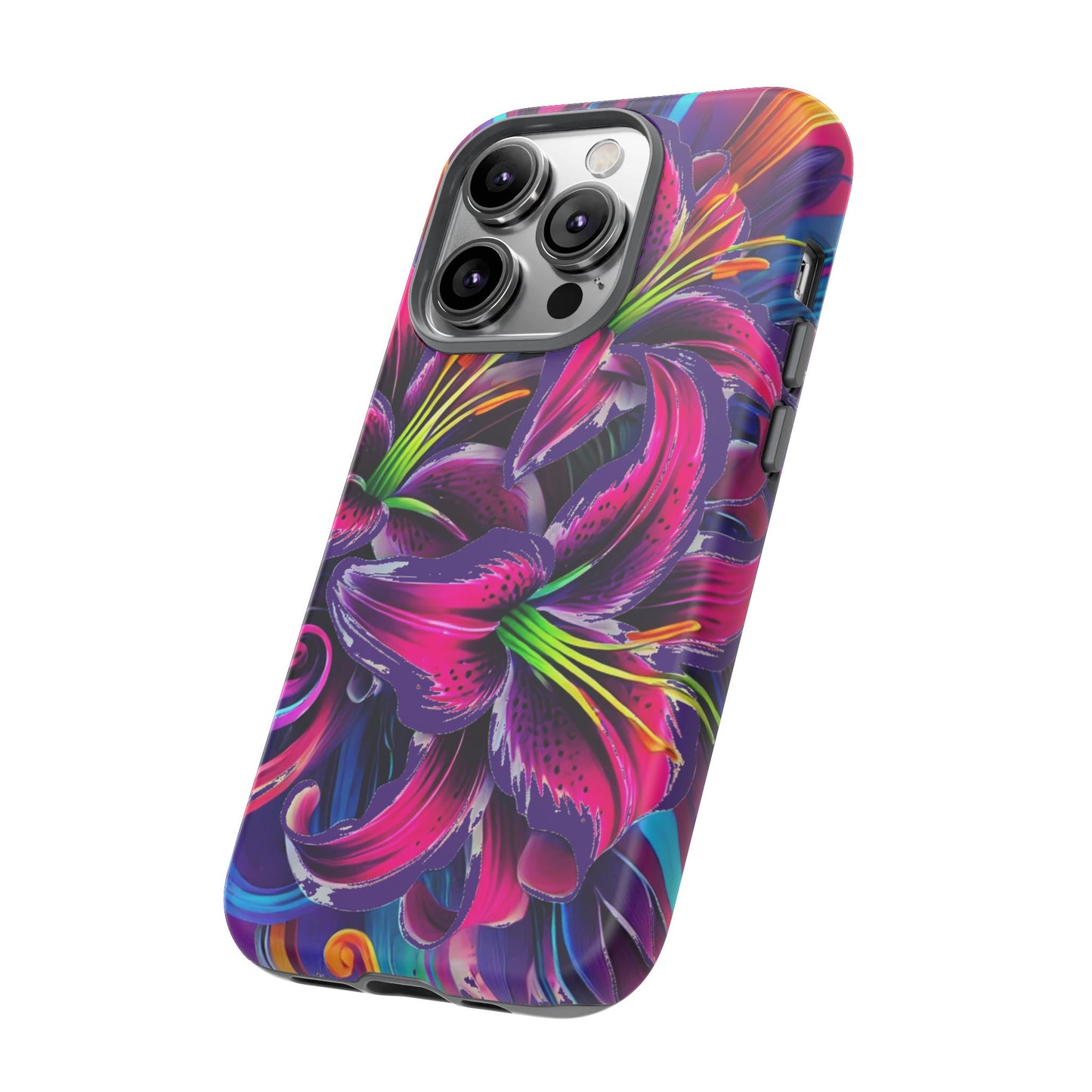 Neon Lily Illustration Tough Case | Floral Phone Cover
