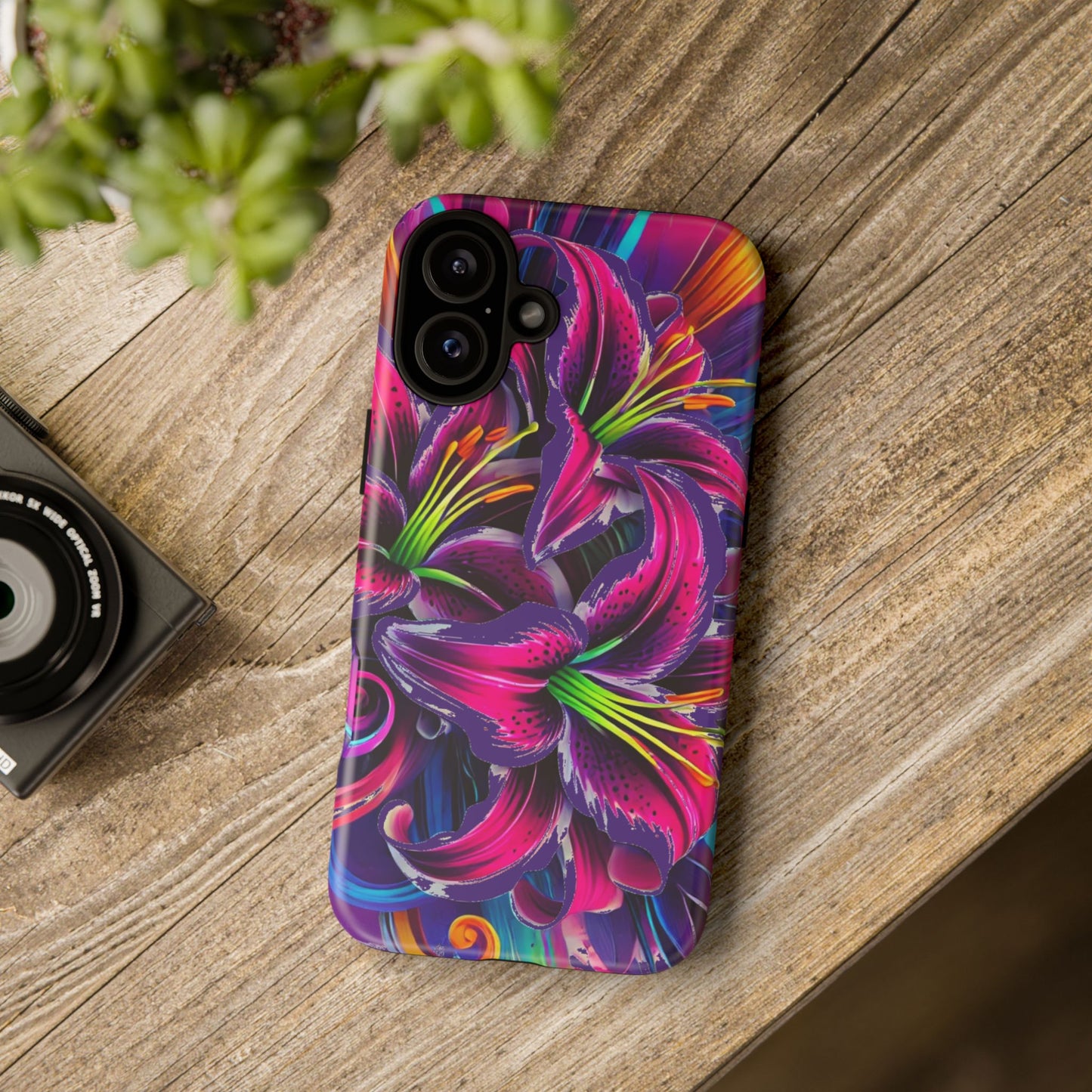 Neon Lily Illustration Tough Case | Floral Phone Cover