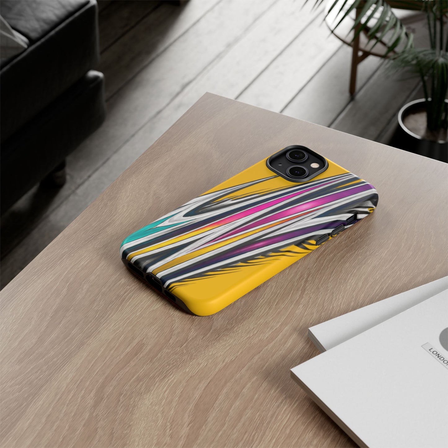 Yellow Abstract Stripes Phone Case | Tough Protective Phone Case