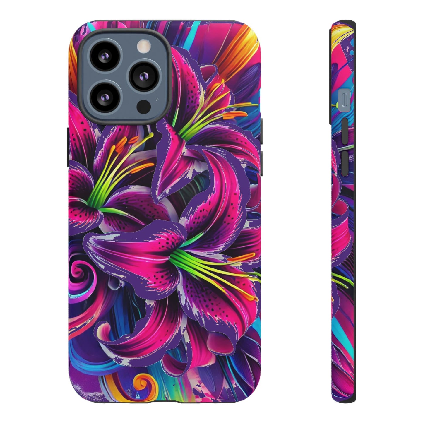 Neon Lily Illustration Tough Case | Floral Phone Cover