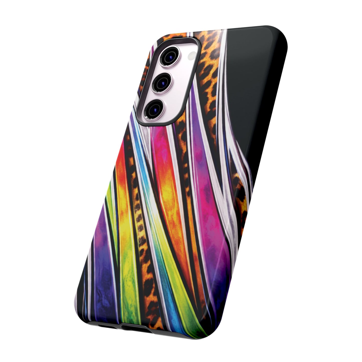 Colorful Stripes & Leopard Print Phone Case