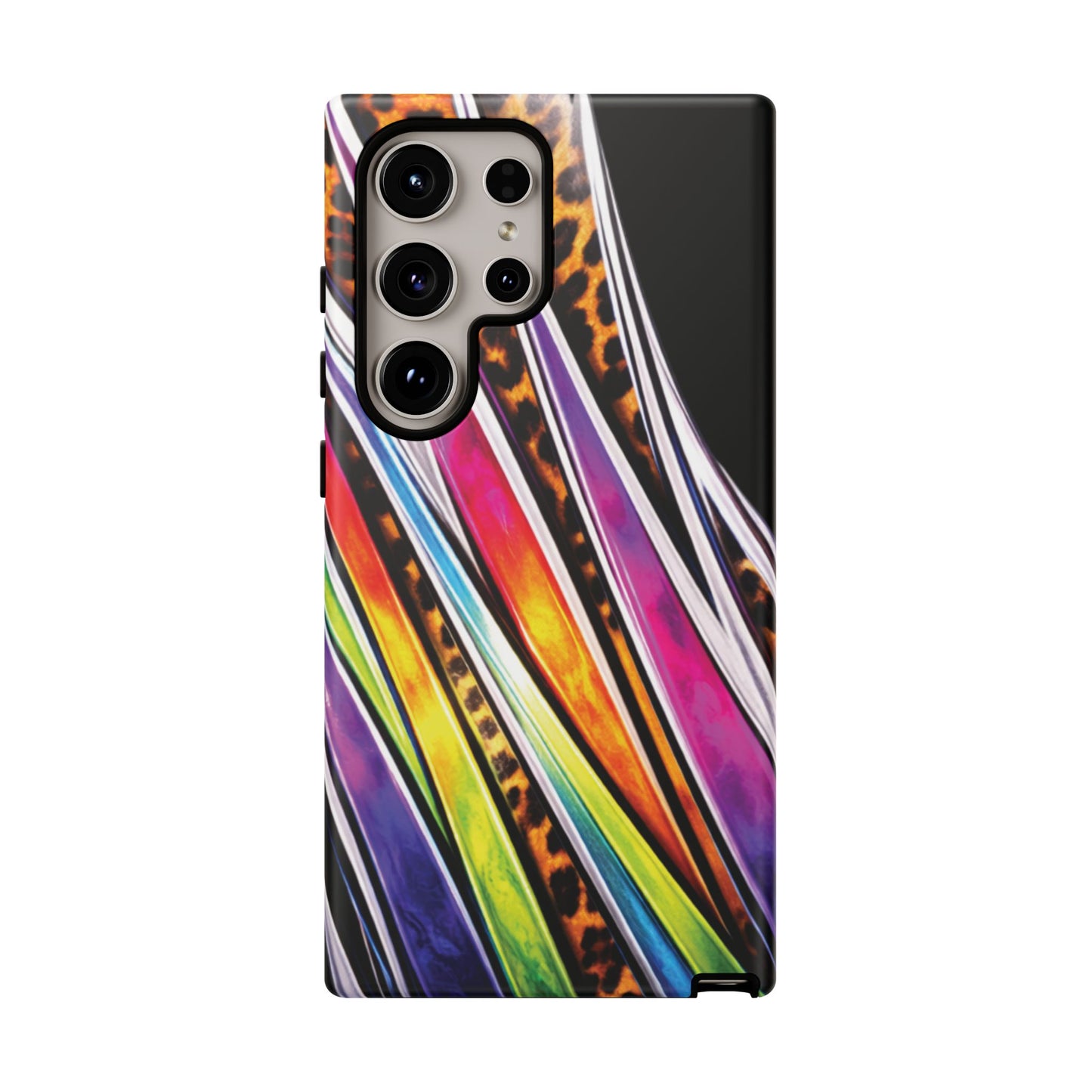 Colorful Stripes & Leopard Print Phone Case