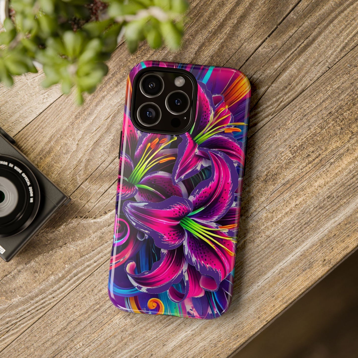 Neon Lily Illustration Tough Case | Floral Phone Cover