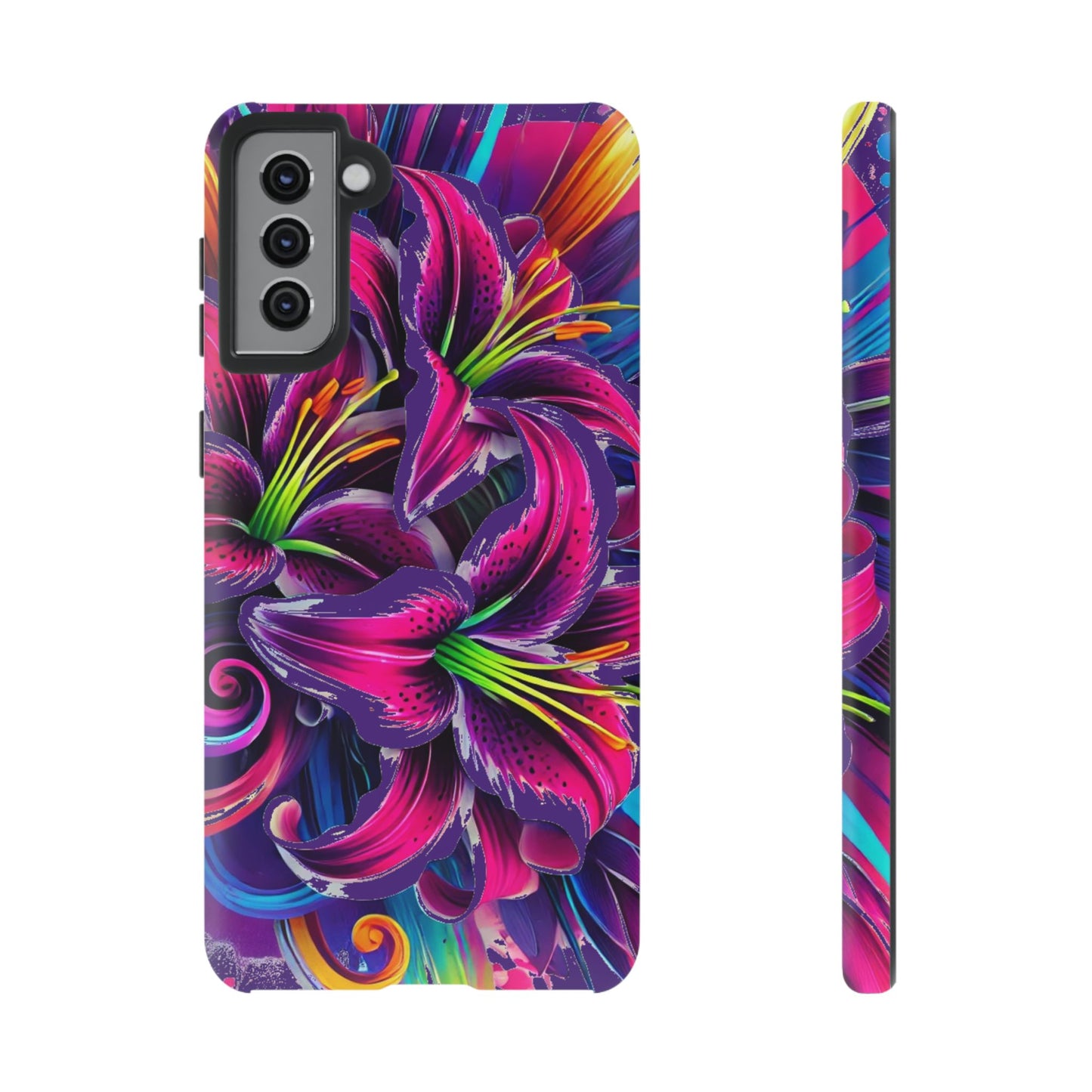 Neon Lily Illustration Tough Case | Floral Phone Cover