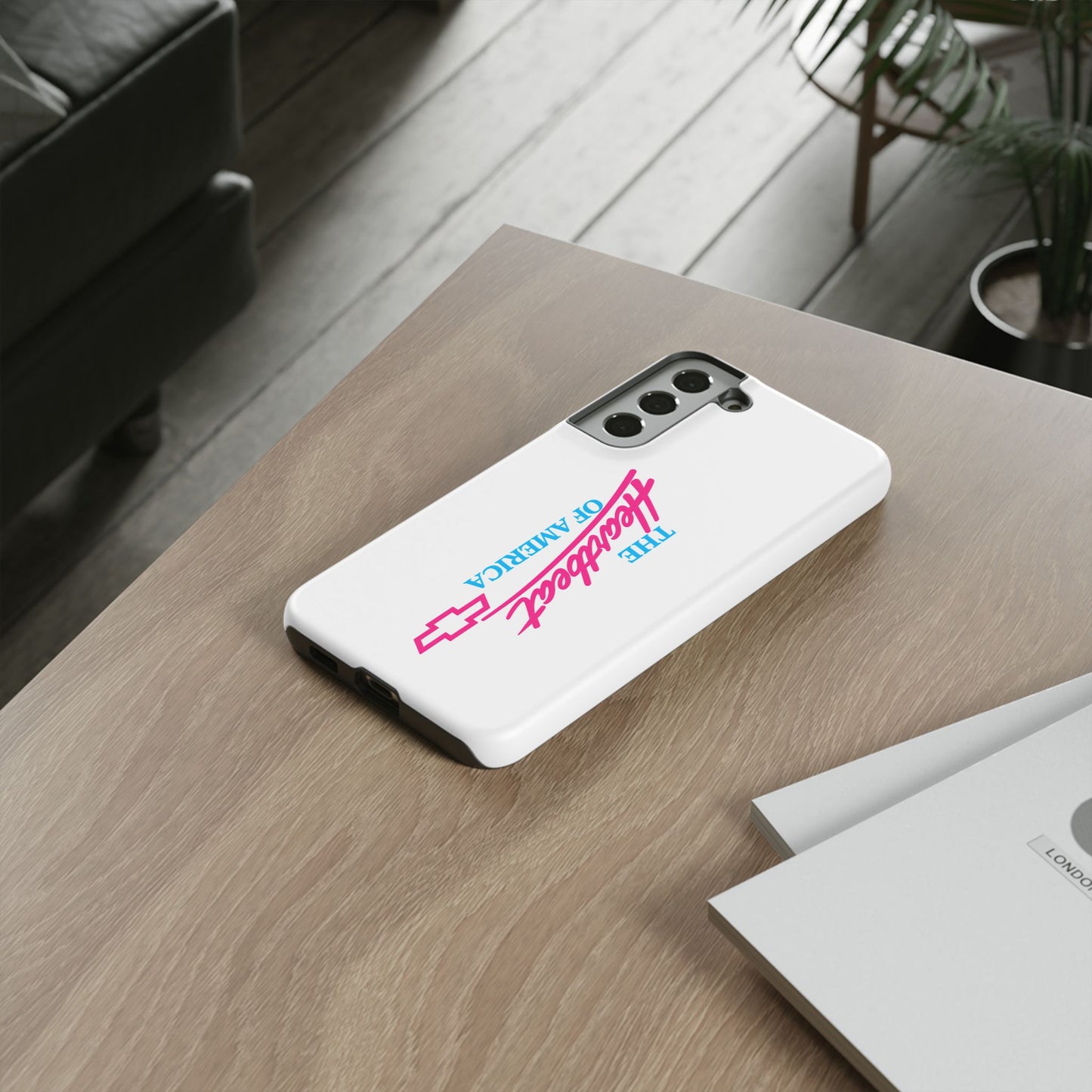 White  “The Heartbeat of America” Retro Chevy Logo, Slim Protective Cover