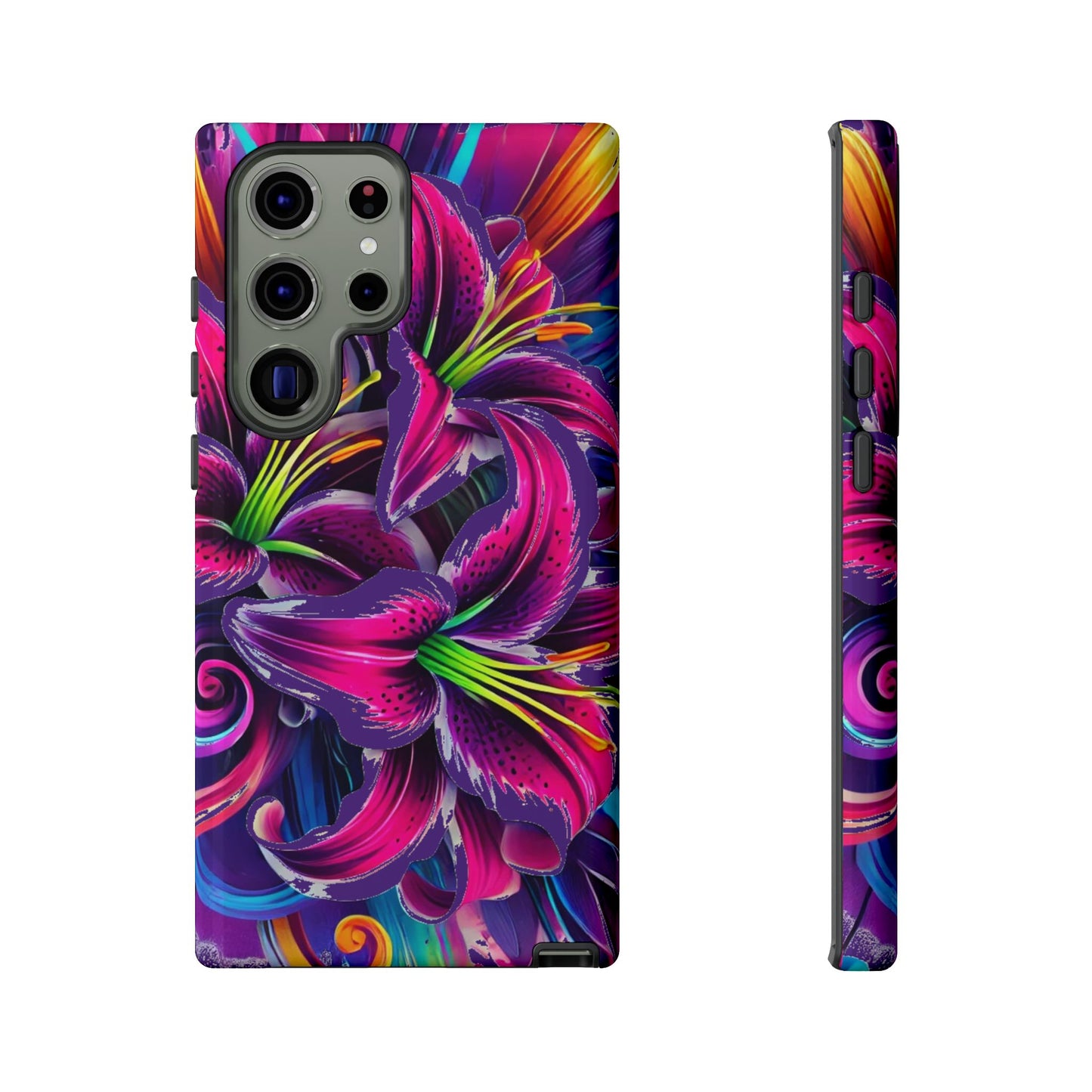 Neon Lily Illustration Tough Case | Floral Phone Cover