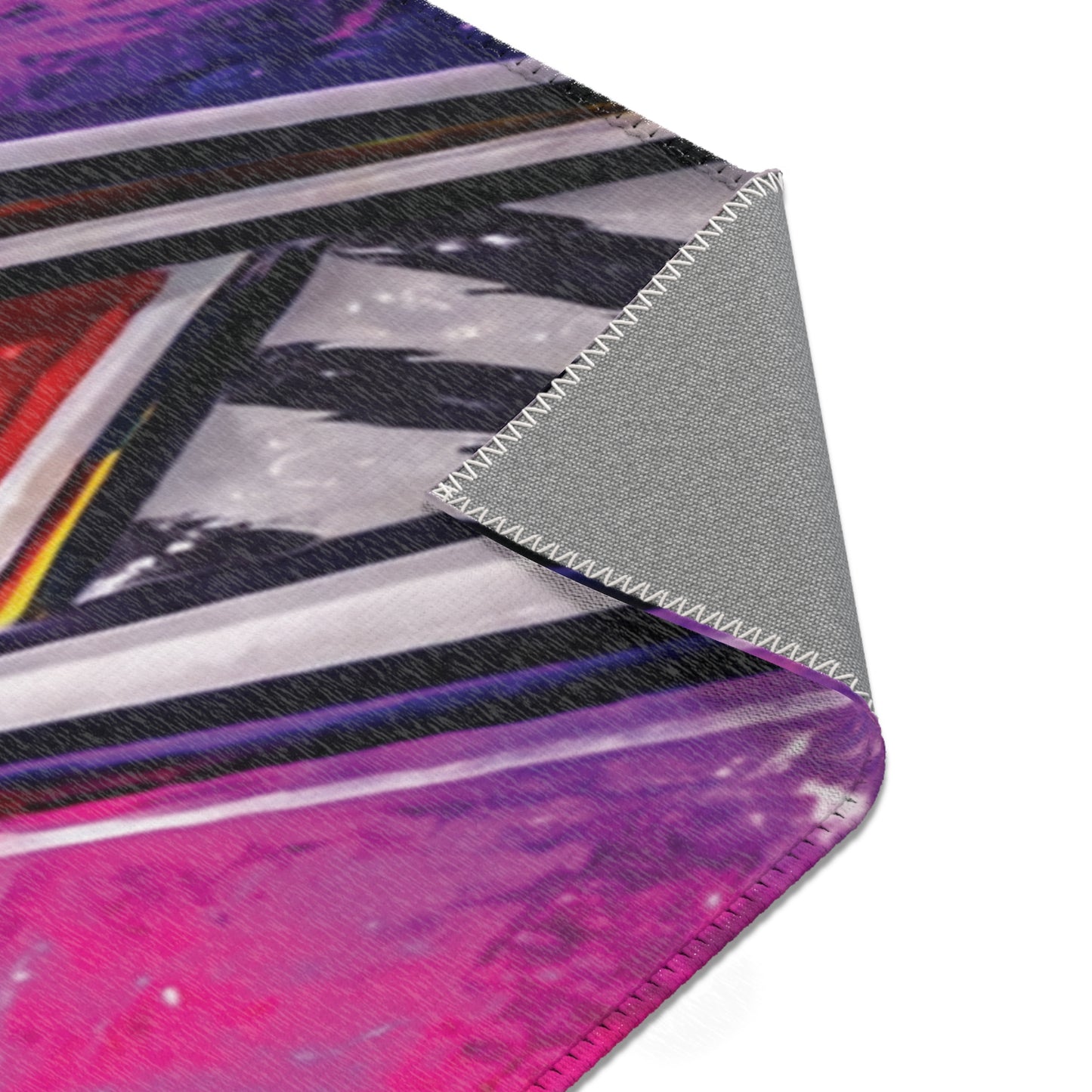 90s Mini Truck Graphic Area Rug — Retro Minitruck Garage & Man Cave Floor Rug