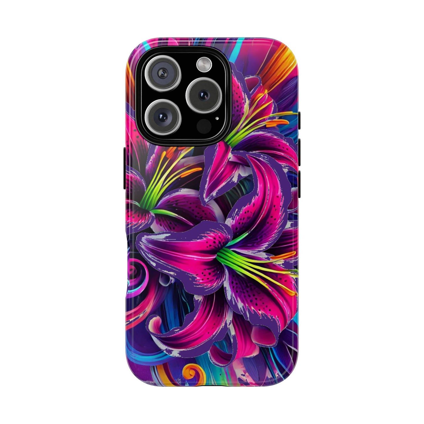 Neon Lily Illustration Tough Case | Floral Phone Cover