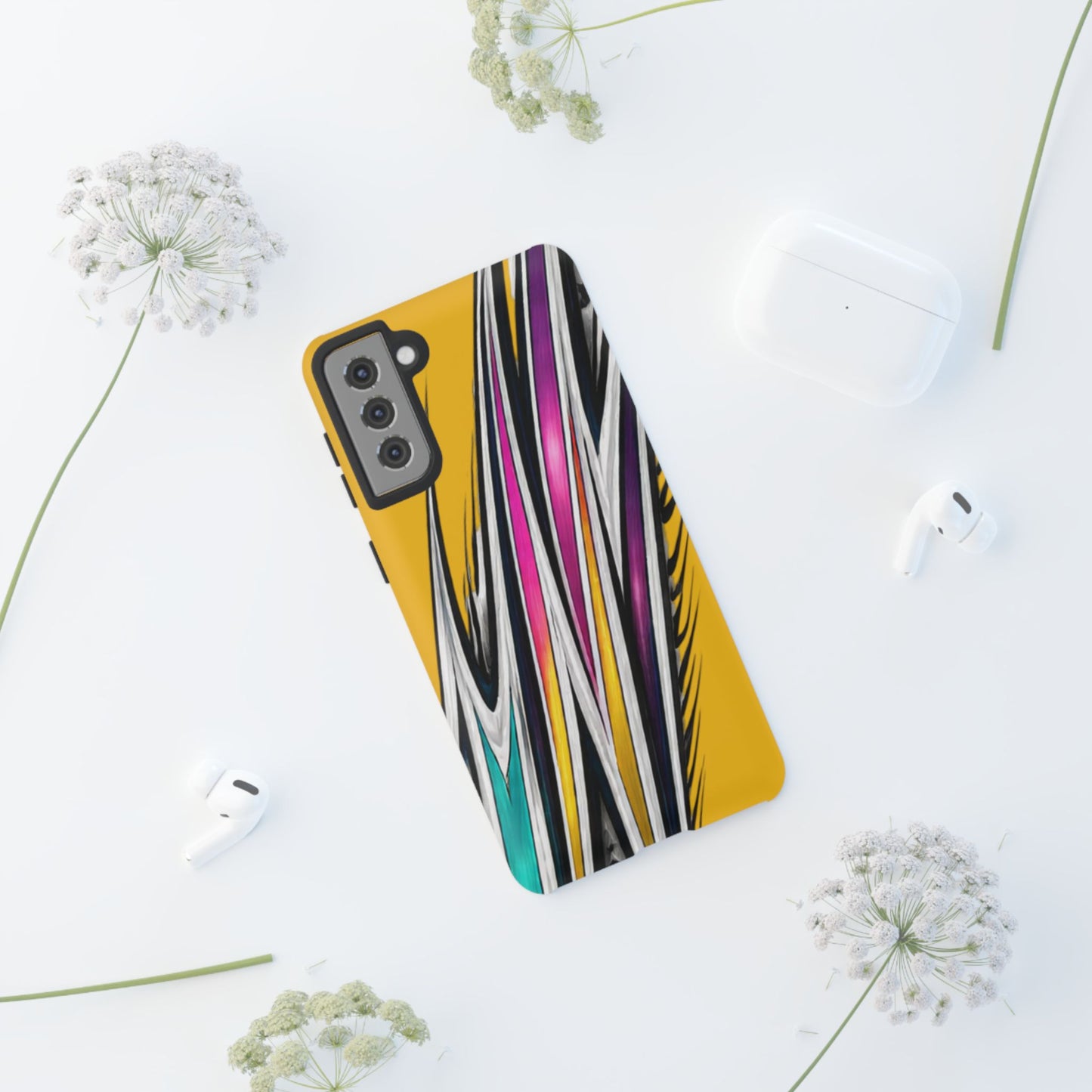 Yellow Abstract Stripes Phone Case | Tough Protective Phone Case