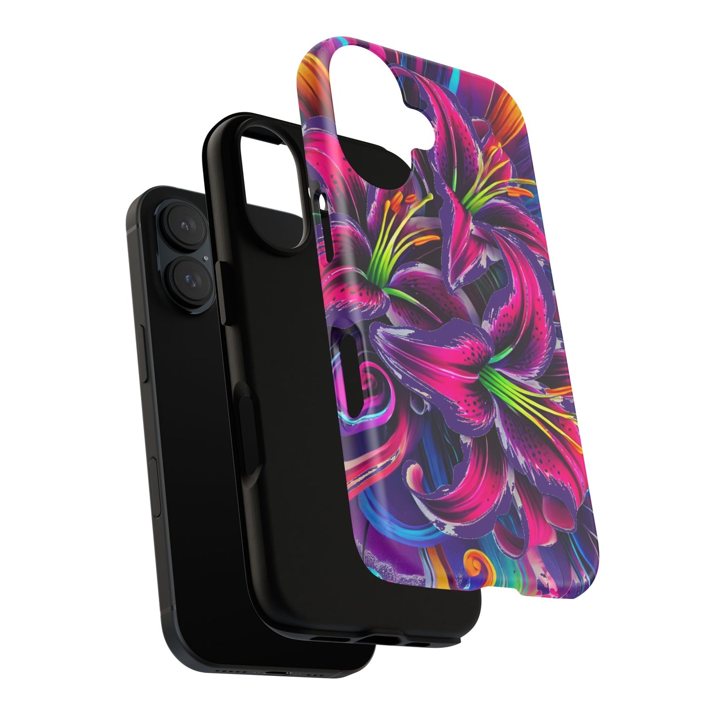 Neon Lily Illustration Tough Case | Floral Phone Cover