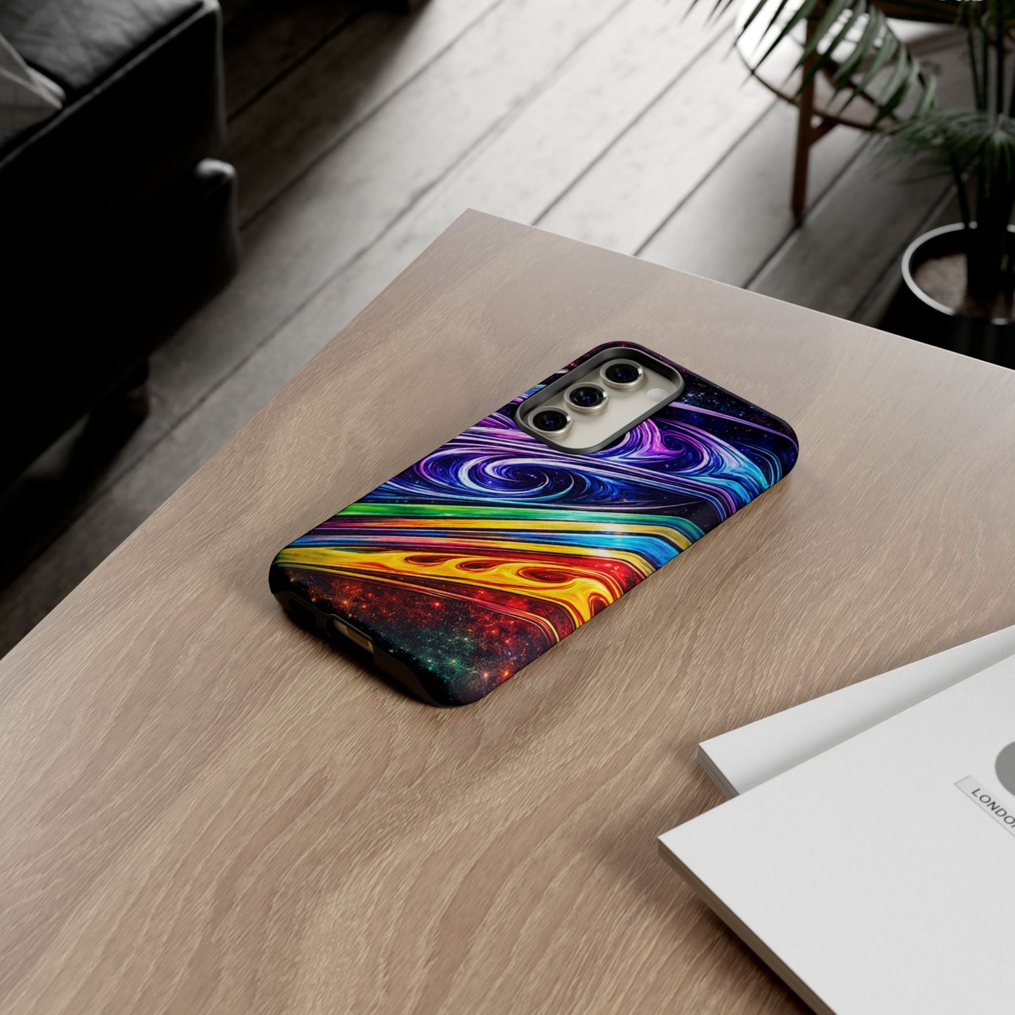 Abstract Cosmic Swirls phone case | Galaxy Rainbow Protective Case