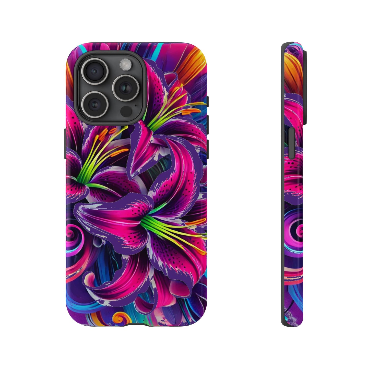 Neon Lily Illustration Tough Case | Floral Phone Cover