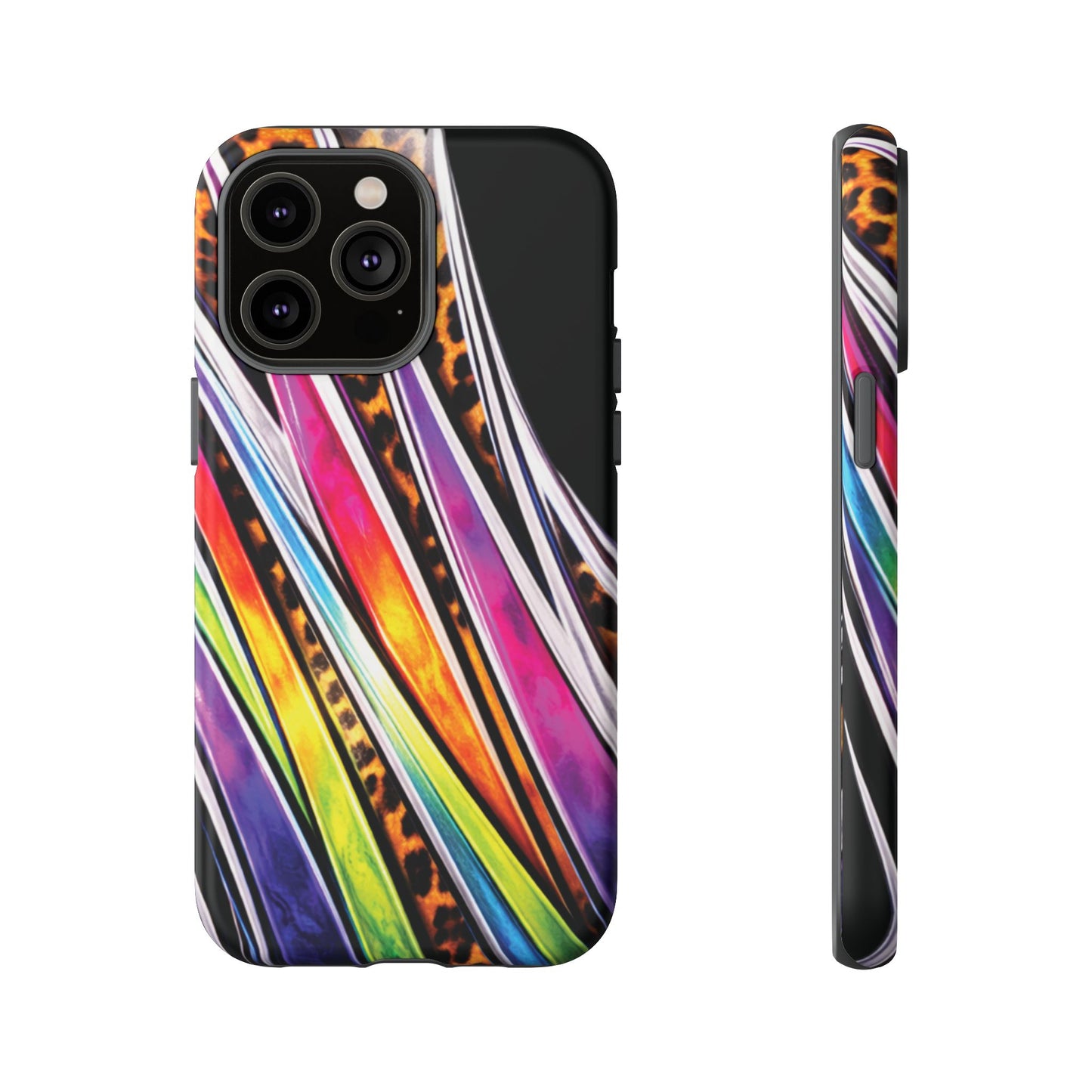 Colorful Stripes & Leopard Print Phone Case
