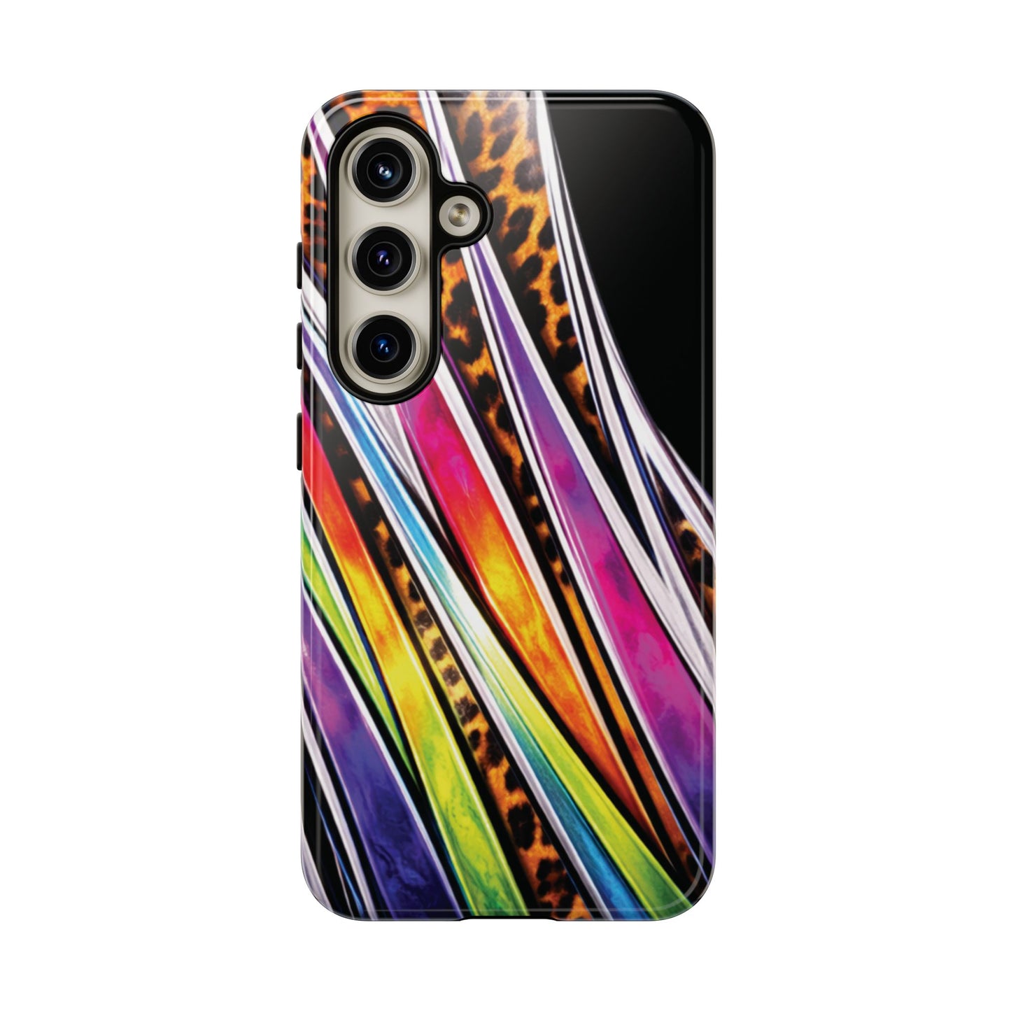 Colorful Stripes & Leopard Print Phone Case