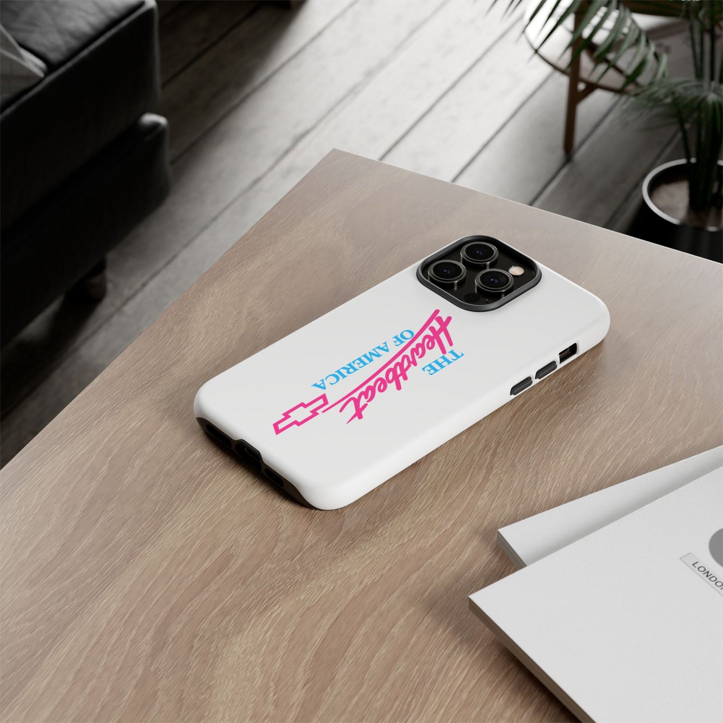 White  “The Heartbeat of America” Retro Chevy Logo, Slim Protective Cover