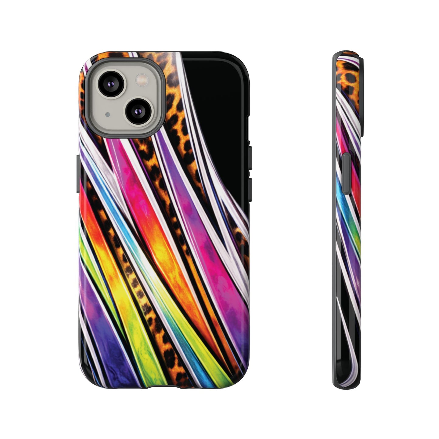 Colorful Stripes & Leopard Print Phone Case