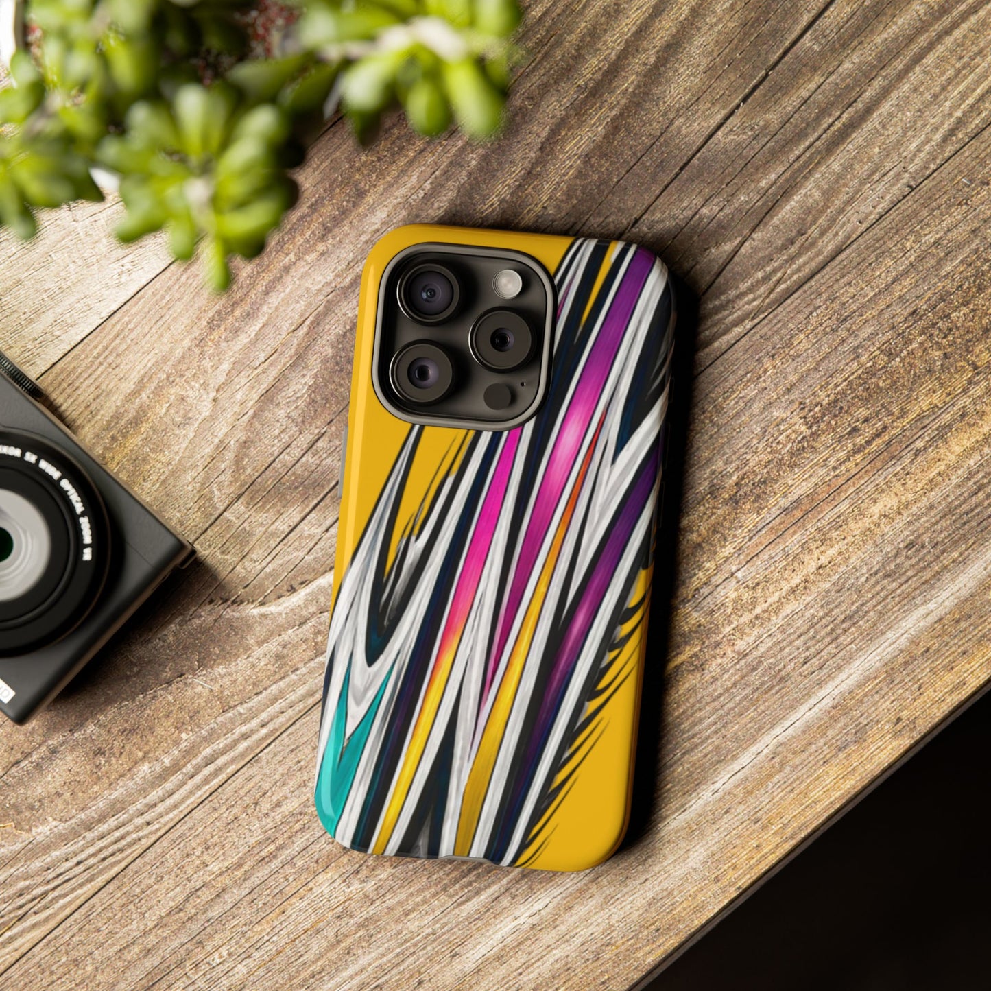 Yellow Abstract Stripes Phone Case | Tough Protective Phone Case