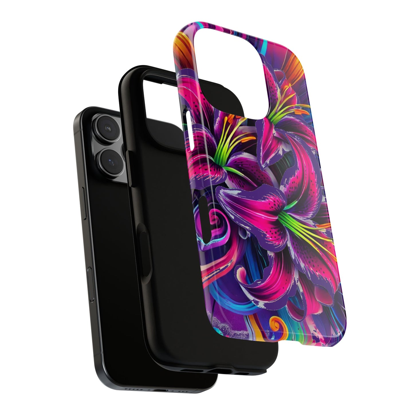 Neon Lily Illustration Tough Case | Floral Phone Cover