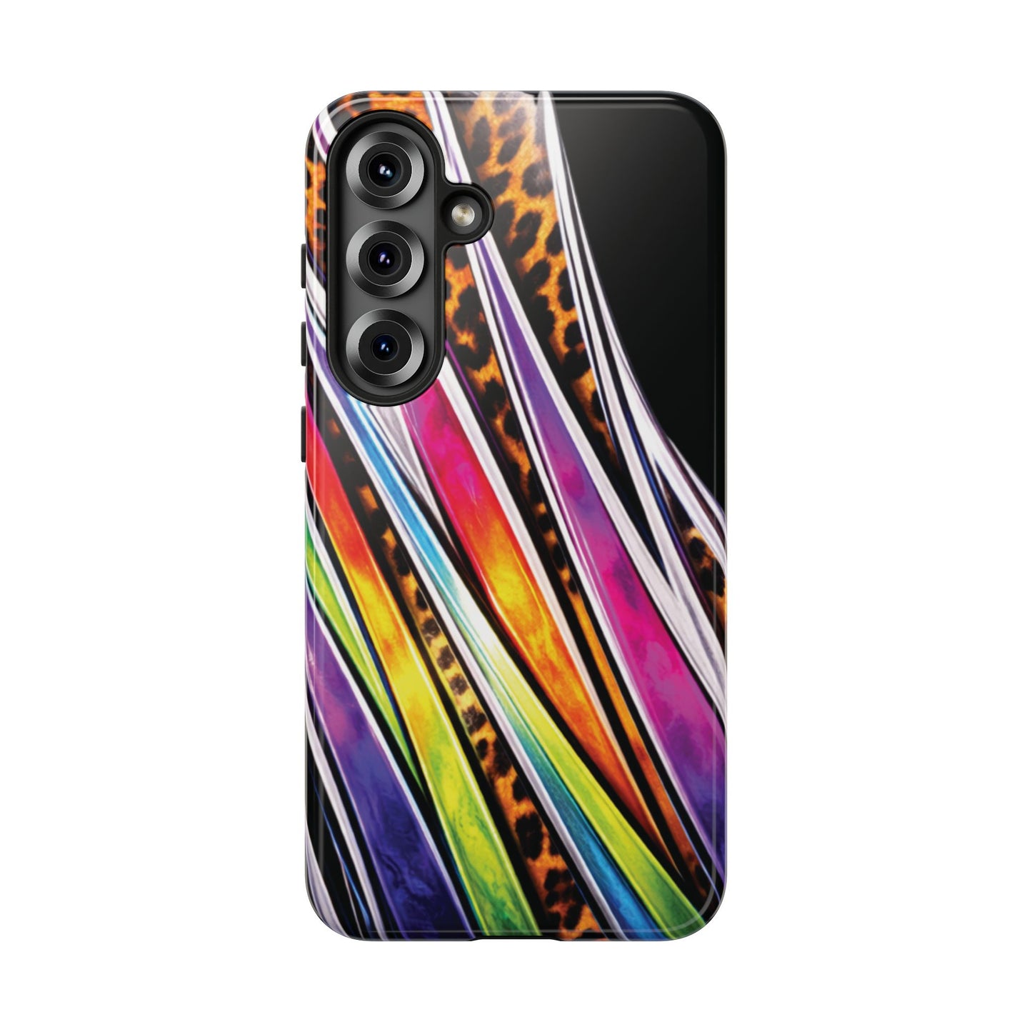 Colorful Stripes & Leopard Print Phone Case
