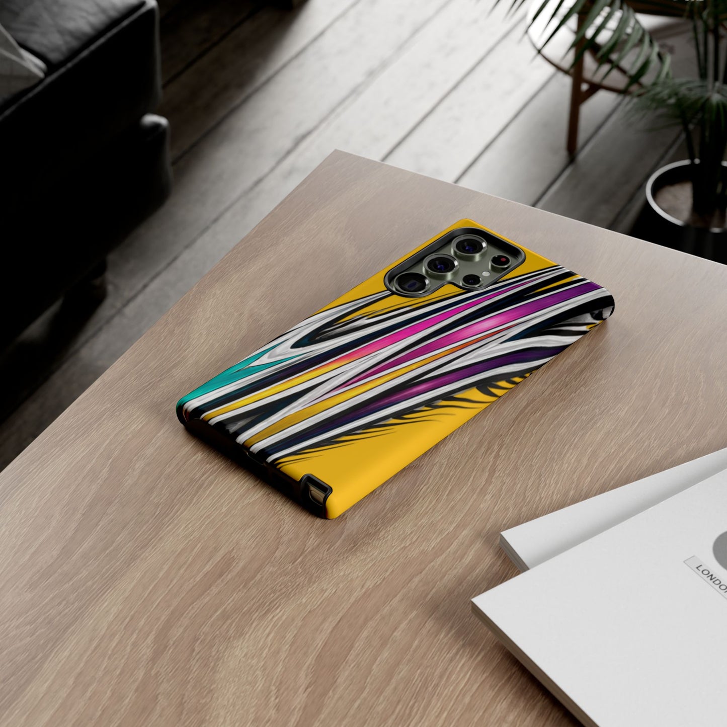 Yellow Abstract Stripes Phone Case | Tough Protective Phone Case