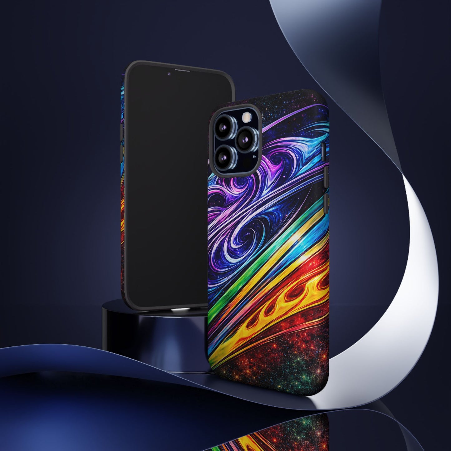 Abstract Cosmic Swirls phone case | Galaxy Rainbow Protective Case