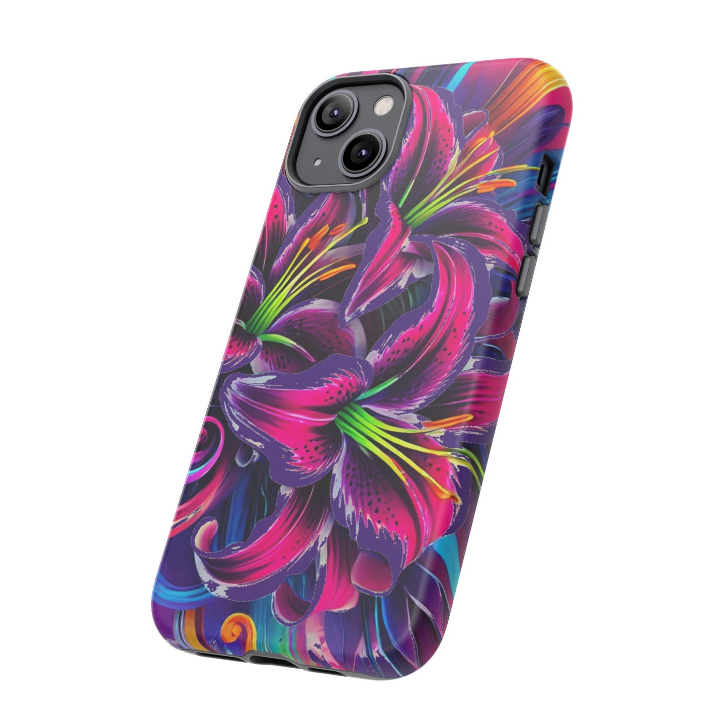 Neon Lily Illustration Tough Case | Floral Phone Cover