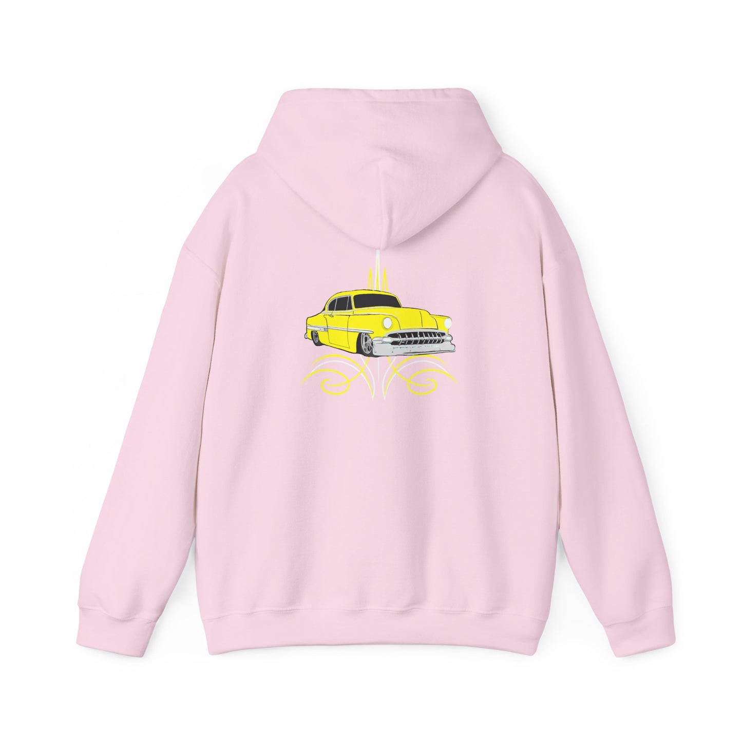 Classic Lowrider Hoodie – Yellow Vintage Car Pinstripe Design