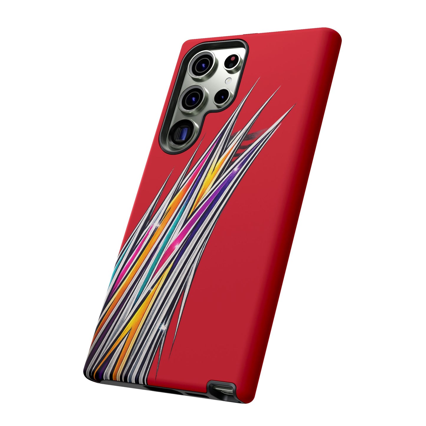 Colorburst Pinstripe Phone Case | Red Abstract Racing Stripe