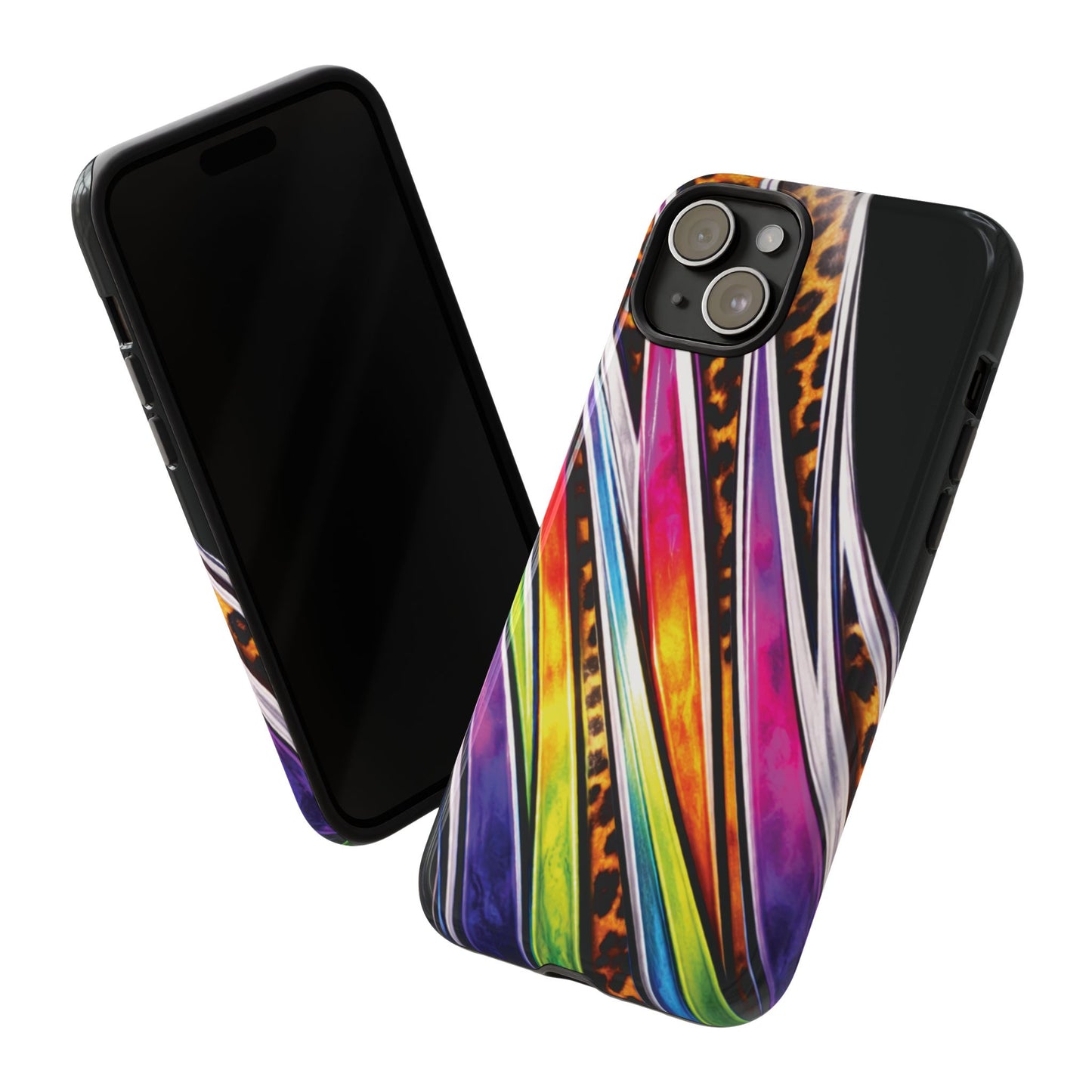 Colorful Stripes & Leopard Print Phone Case