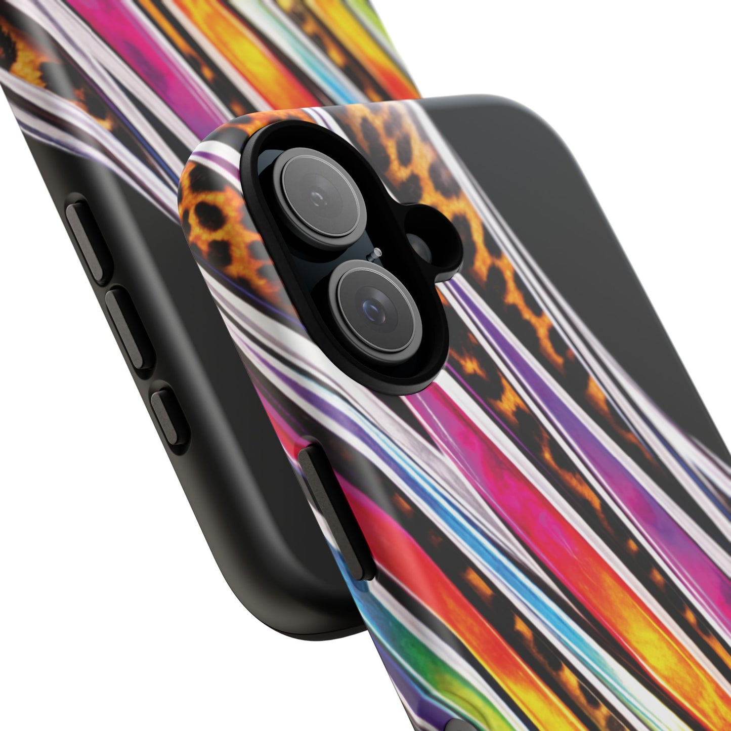 Colorful Stripes & Leopard Print Phone Case