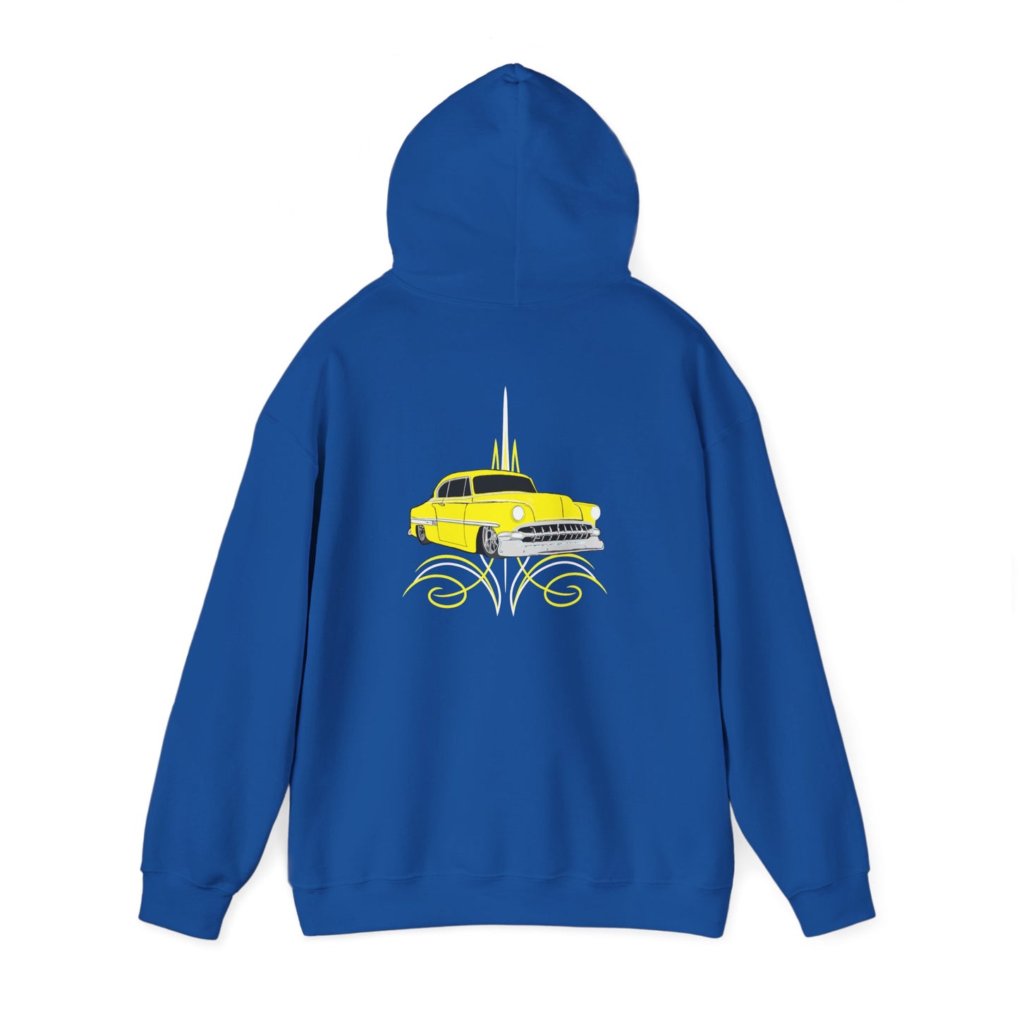 Classic Lowrider Hoodie – Yellow Vintage Car Pinstripe Design