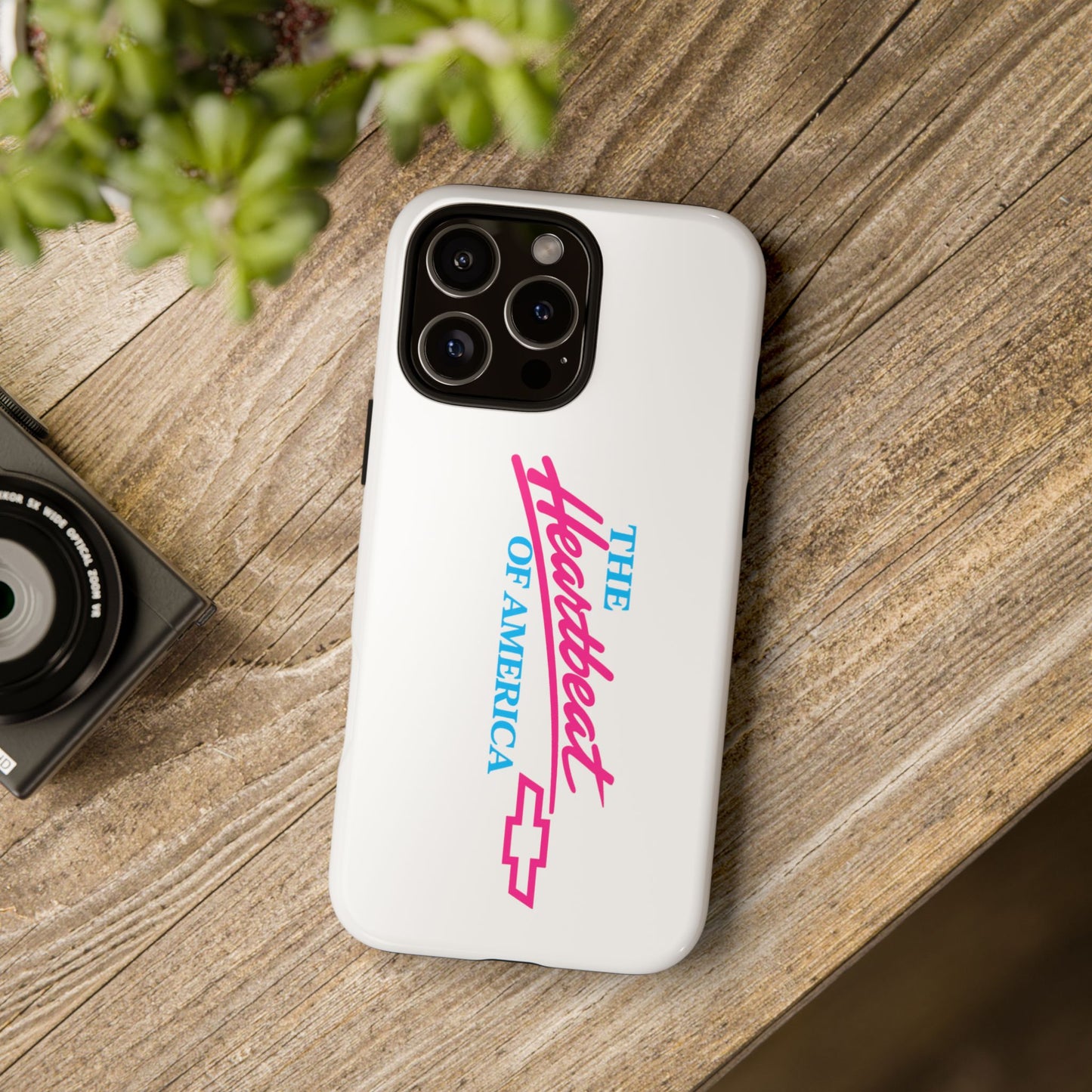 White  “The Heartbeat of America” Retro Chevy Logo, Slim Protective Cover