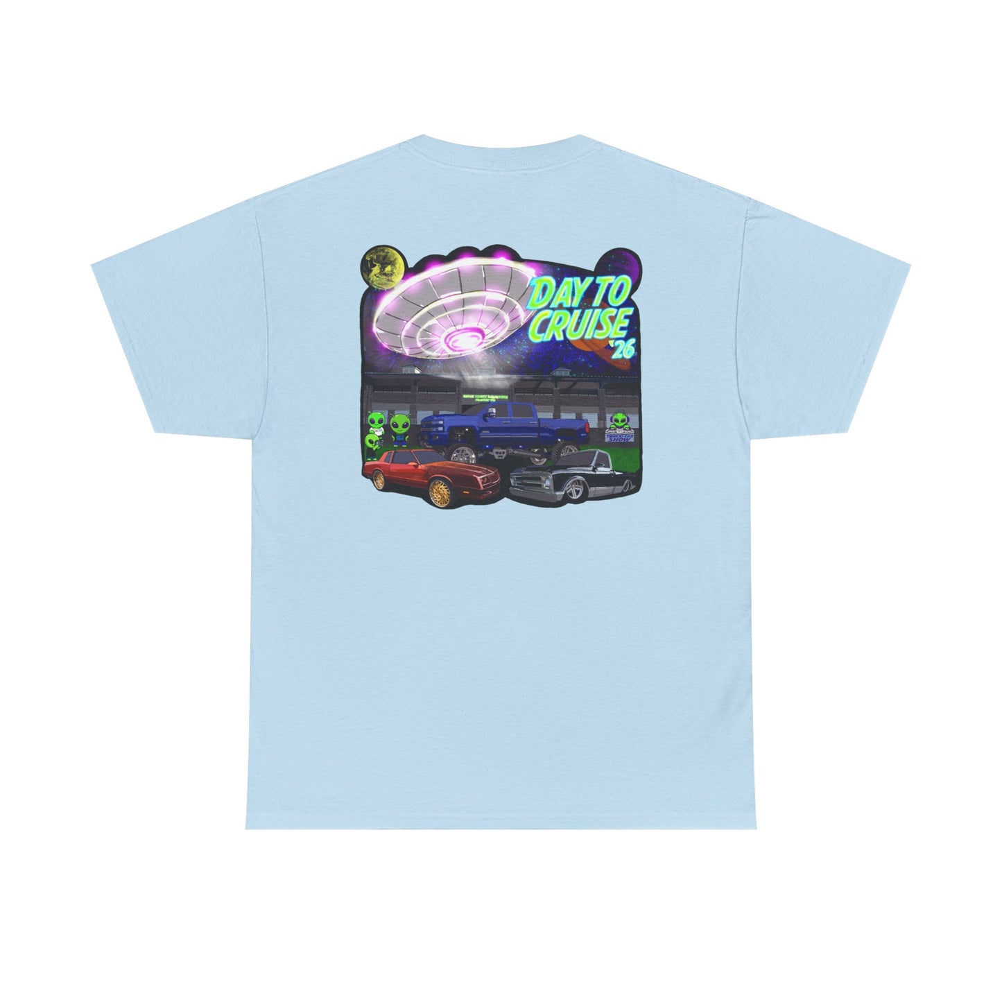 Day To Cruise Car Show Shirt Official Event Tee Retro UFO Cruise Night Automotive Streetwear