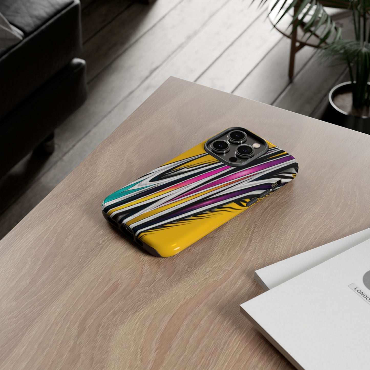 Yellow Abstract Stripes Phone Case | Tough Protective Phone Case