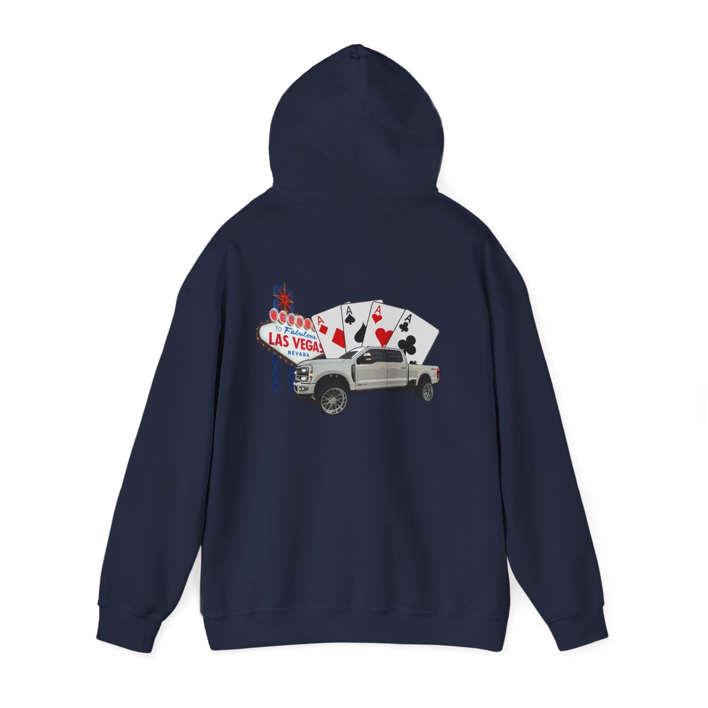 Las Vegas Truck Graphic Hoodie – Casino Cards & Welcome Sign Pullover