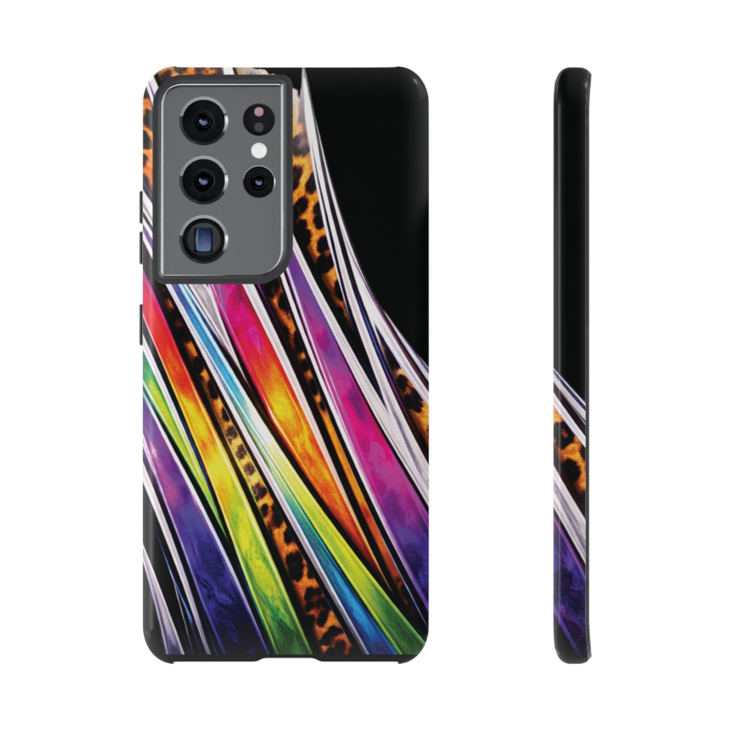 Colorful Stripes & Leopard Print Phone Case