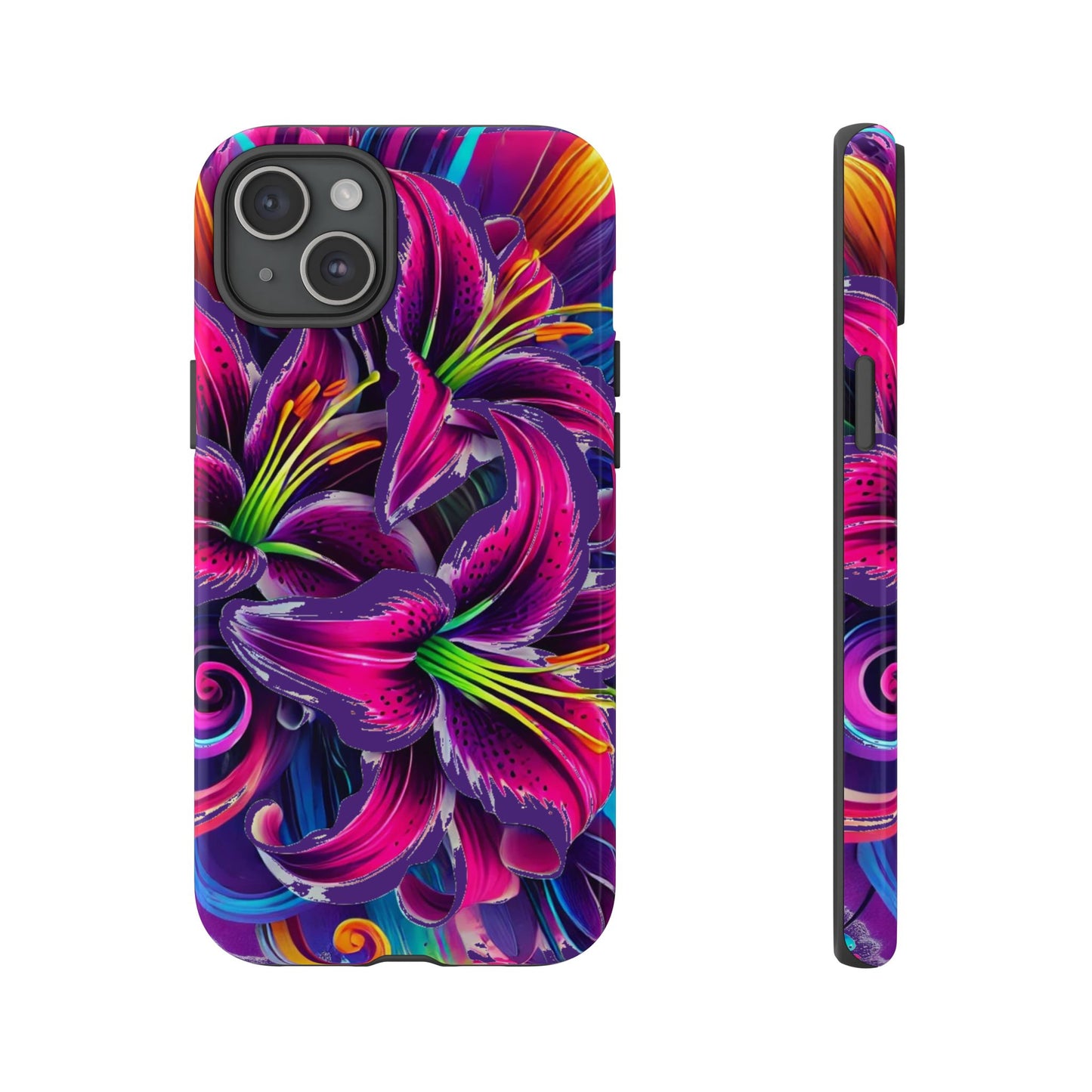 Neon Lily Illustration Tough Case | Floral Phone Cover