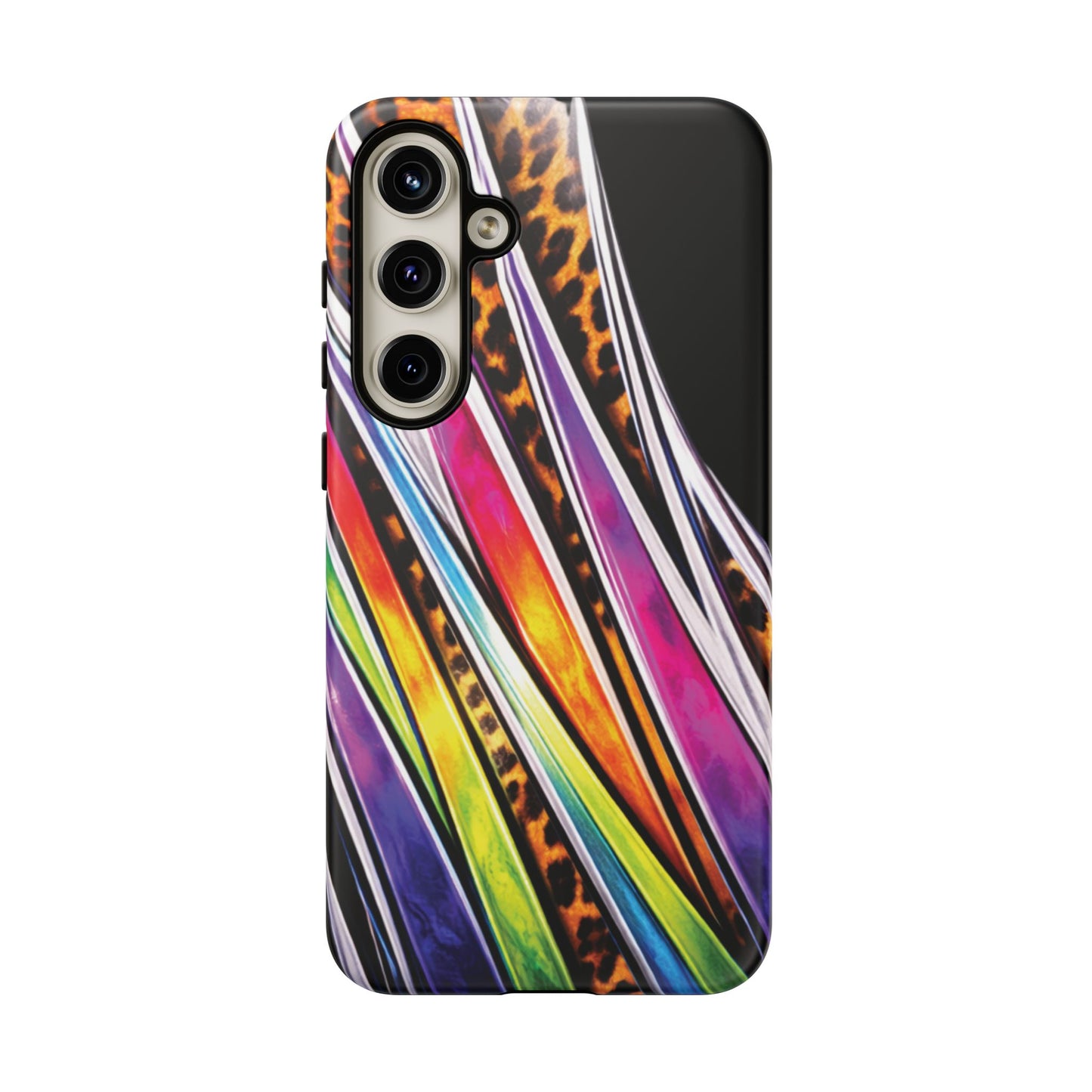 Colorful Stripes & Leopard Print Phone Case