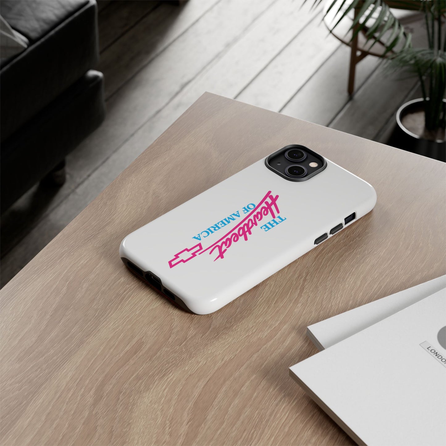 White  “The Heartbeat of America” Retro Chevy Logo, Slim Protective Cover