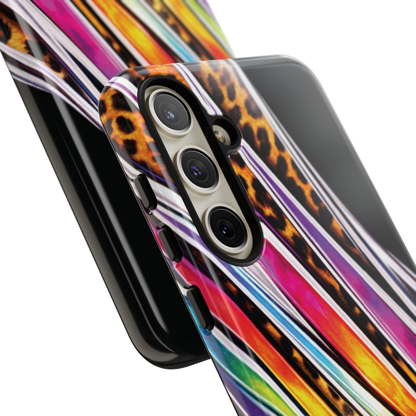 Colorful Stripes & Leopard Print Phone Case