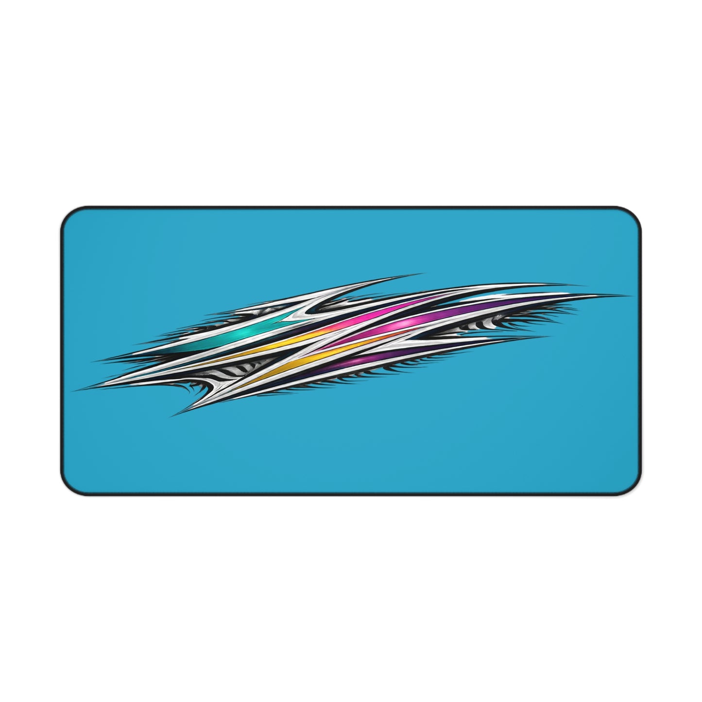 Retro Pinstripe Graphic Desk Mat | Blue Racing Stripe Mousepad