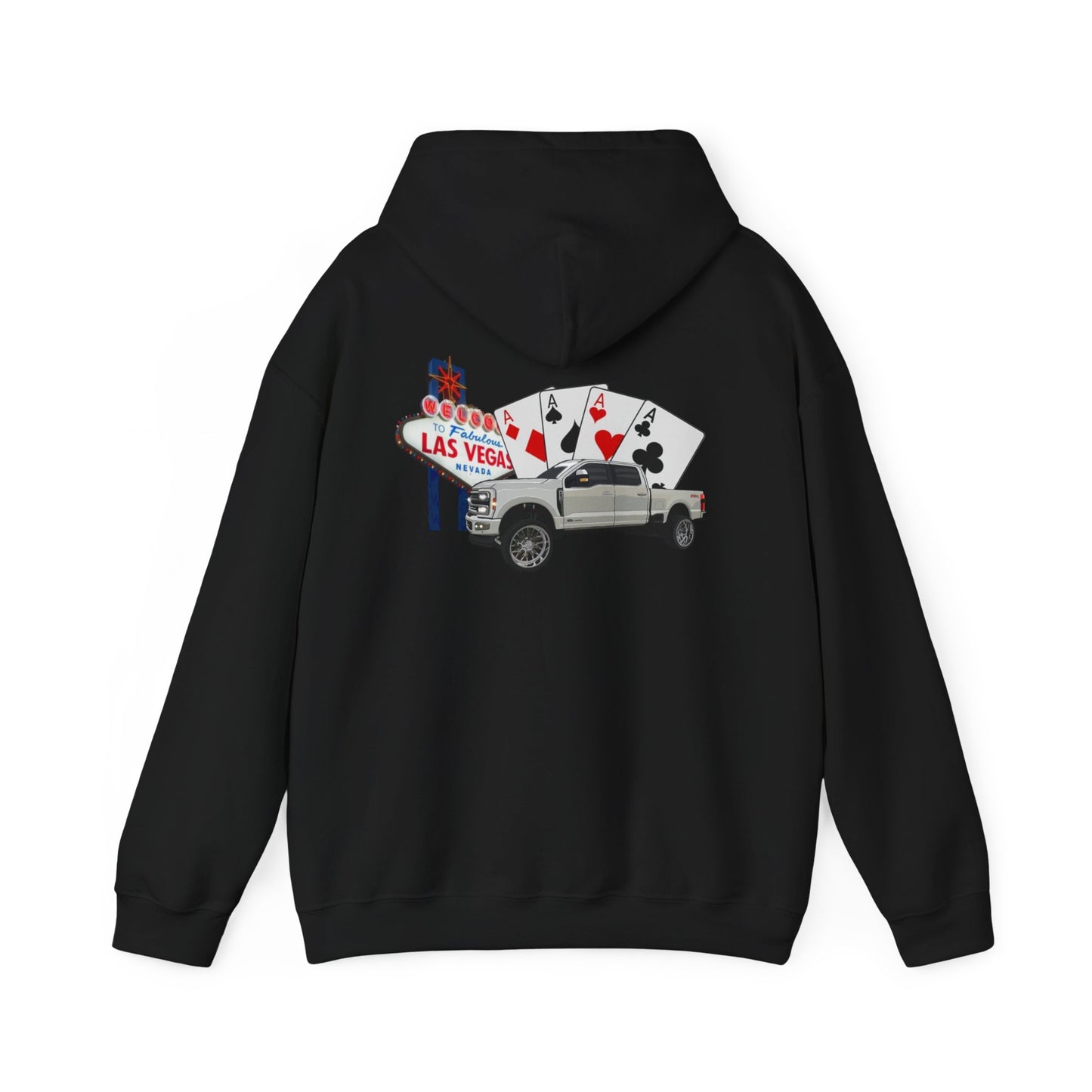 Las Vegas Truck Graphic Hoodie – Casino Cards & Welcome Sign Pullover