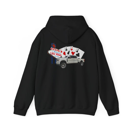 Las Vegas Truck Graphic Hoodie – Casino Cards & Welcome Sign Pullover