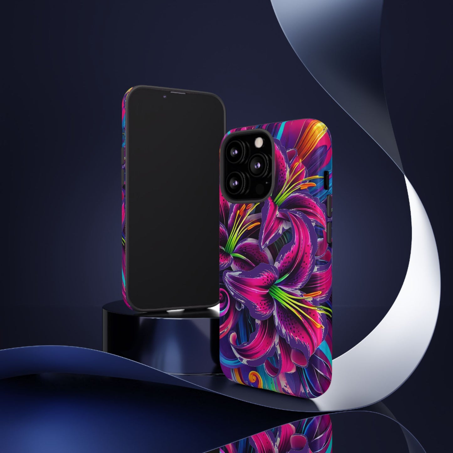 Neon Lily Illustration Tough Case | Floral Phone Cover