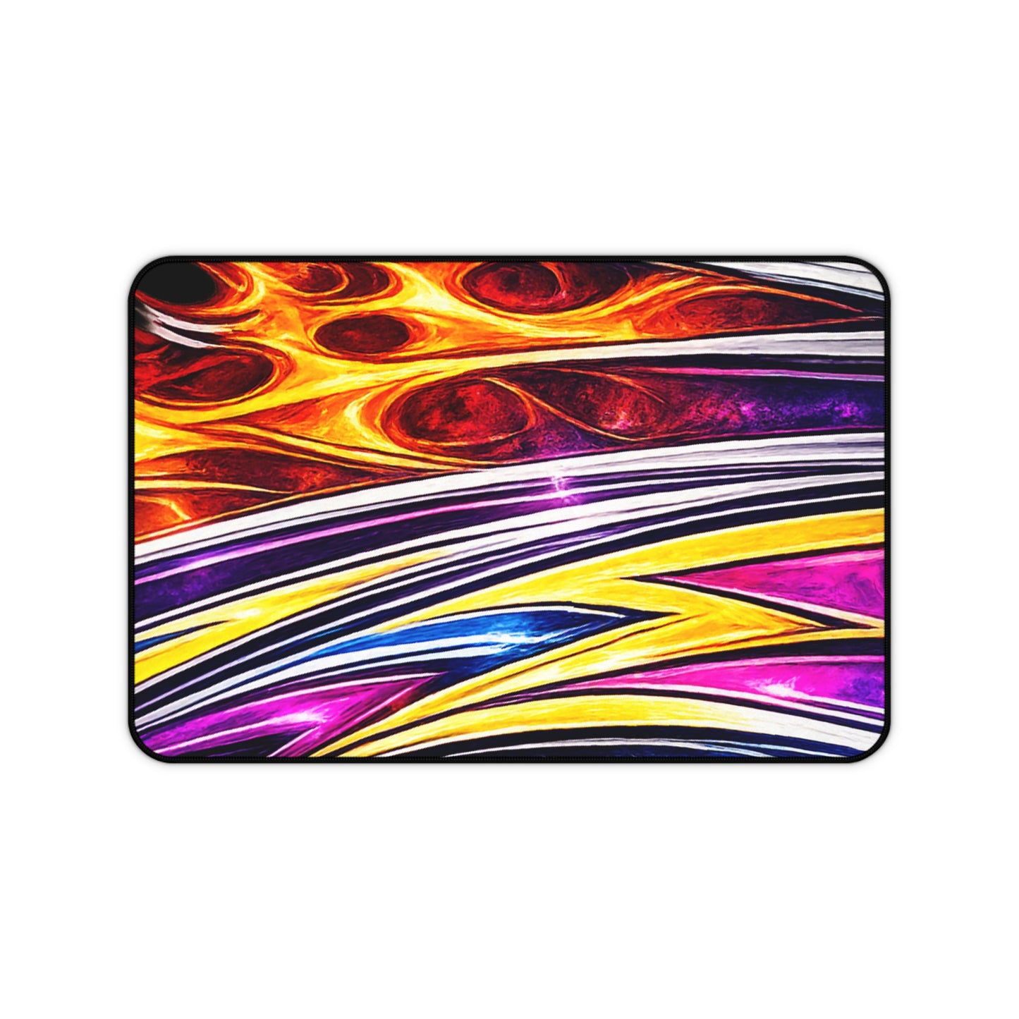 Abstract Flame Waves Desk Mat | Colorful Lightning Pattern