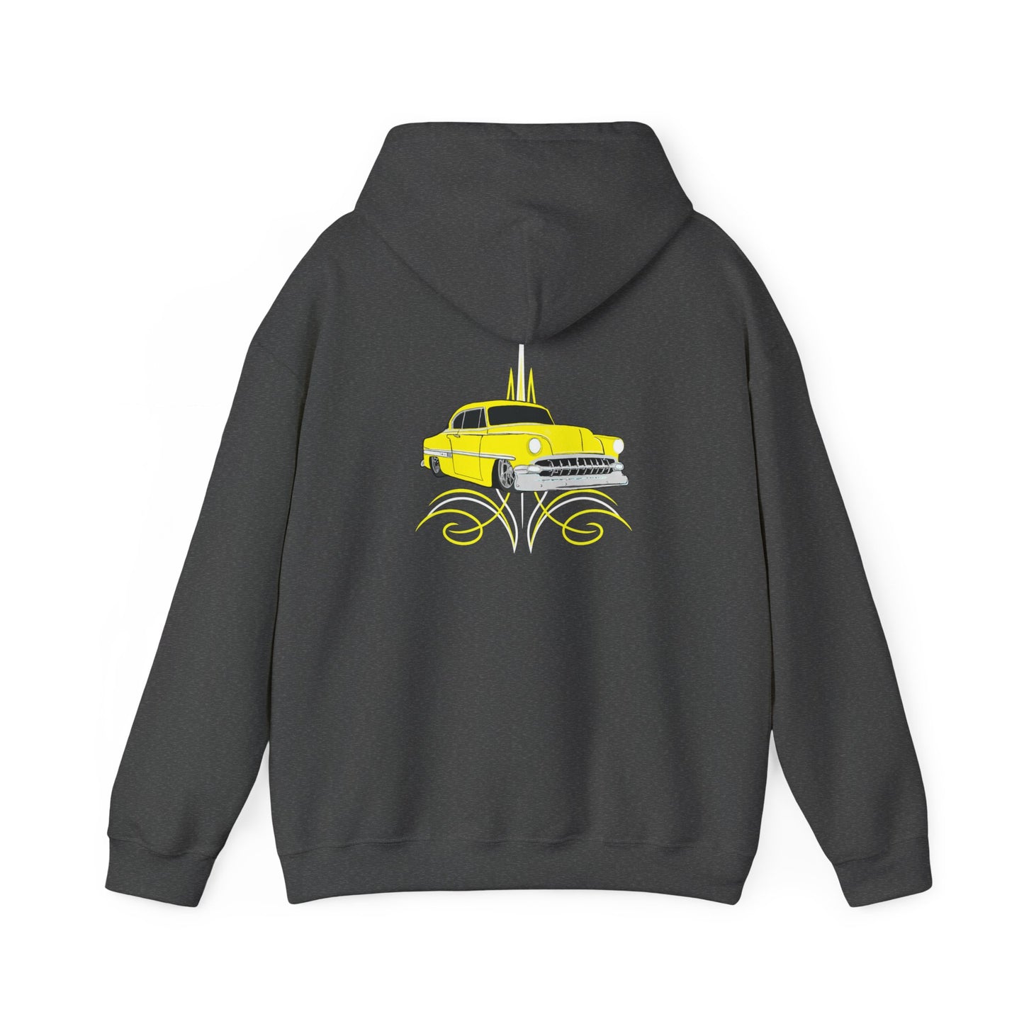 Classic Lowrider Hoodie – Yellow Vintage Car Pinstripe Design