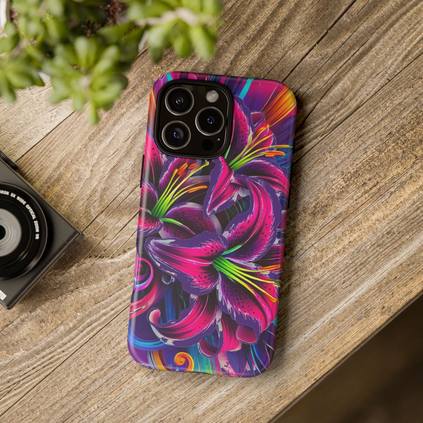 Neon Lily Illustration Tough Case | Floral Phone Cover