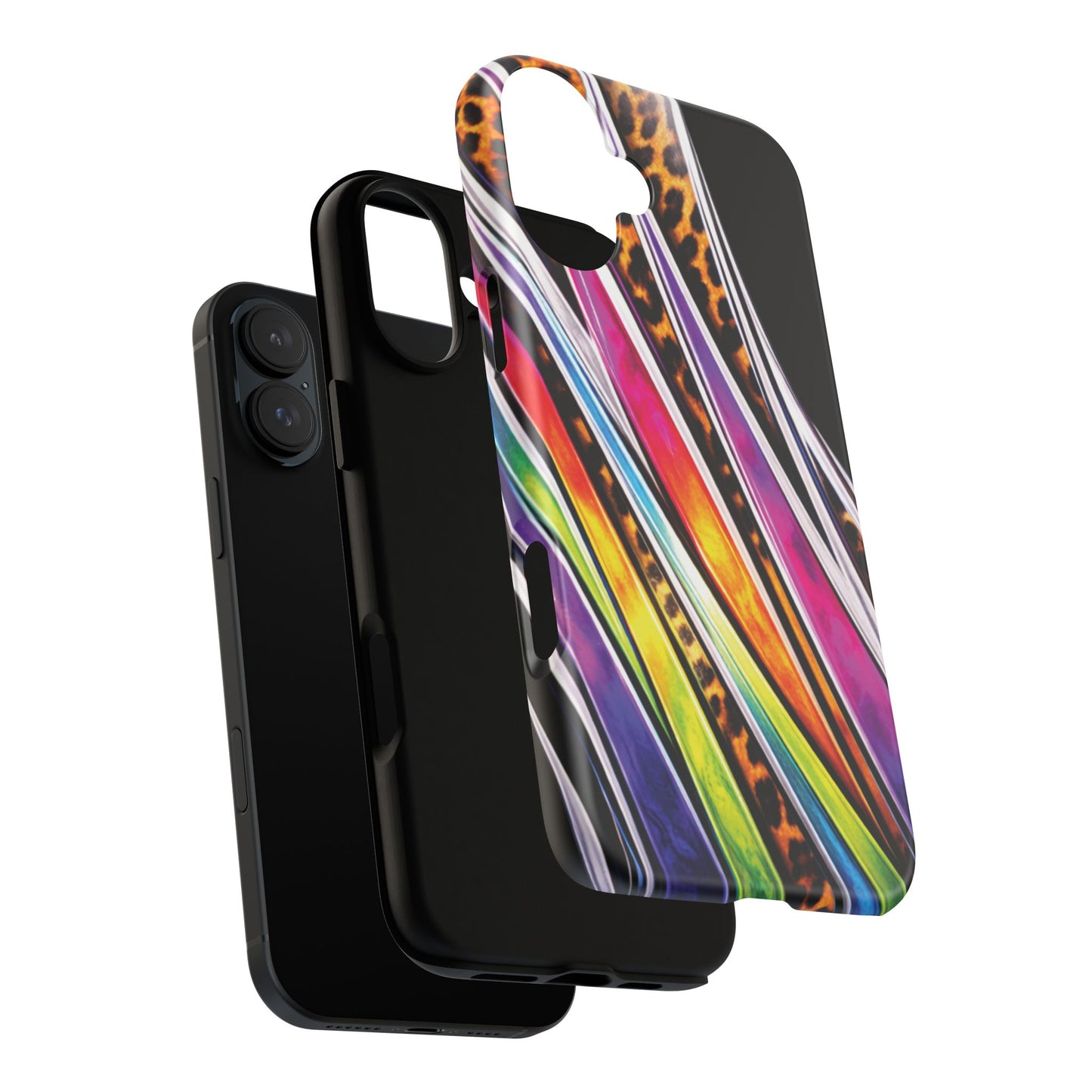 Colorful Stripes & Leopard Print Phone Case