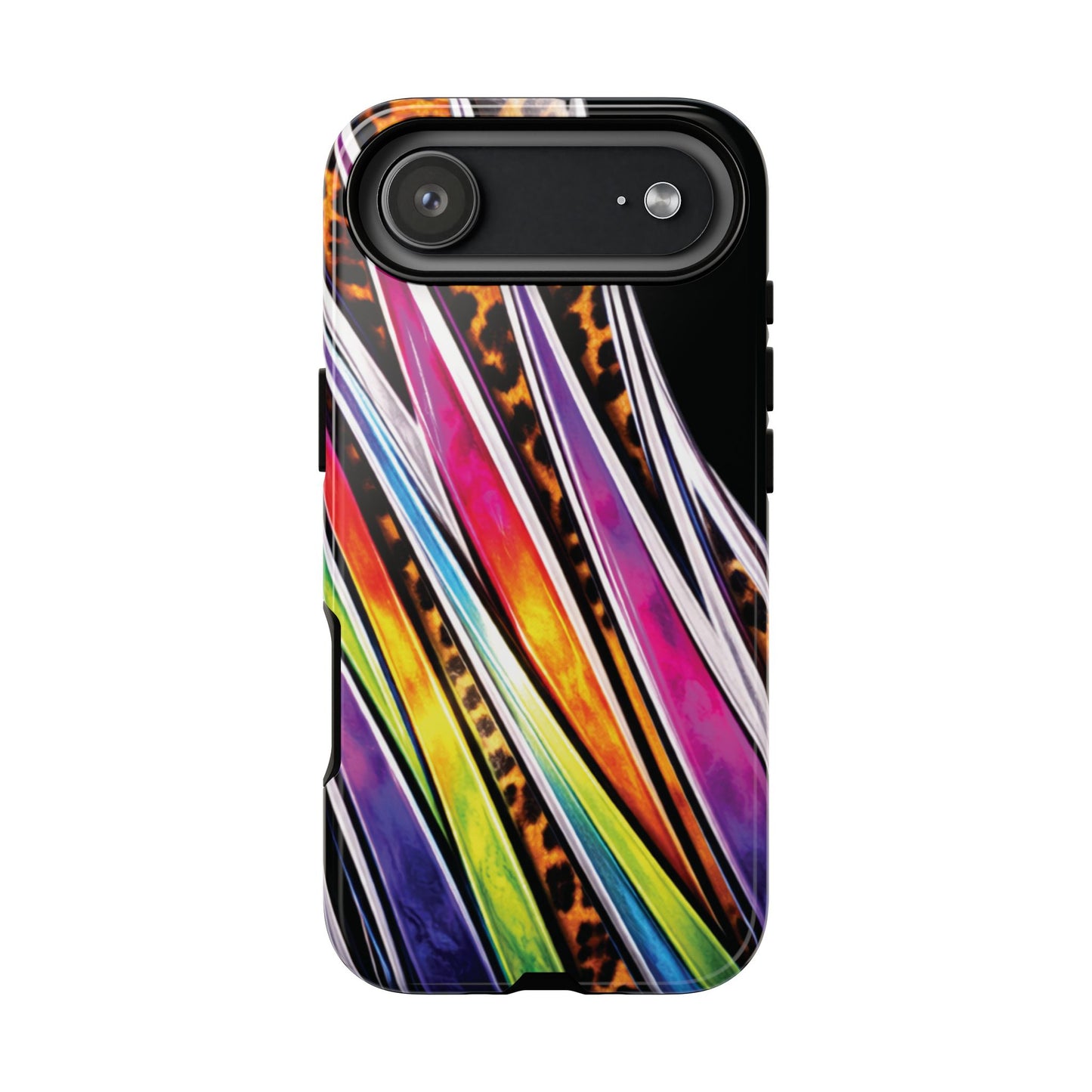 Colorful Stripes & Leopard Print Phone Case