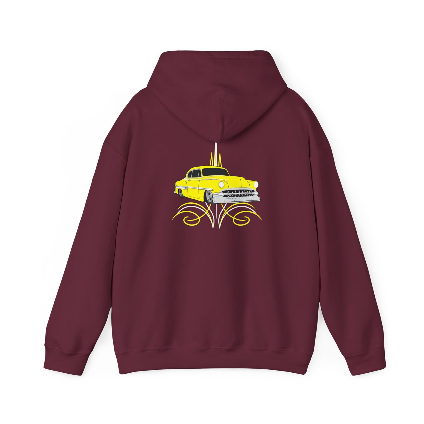 Classic Lowrider Hoodie – Yellow Vintage Car Pinstripe Design